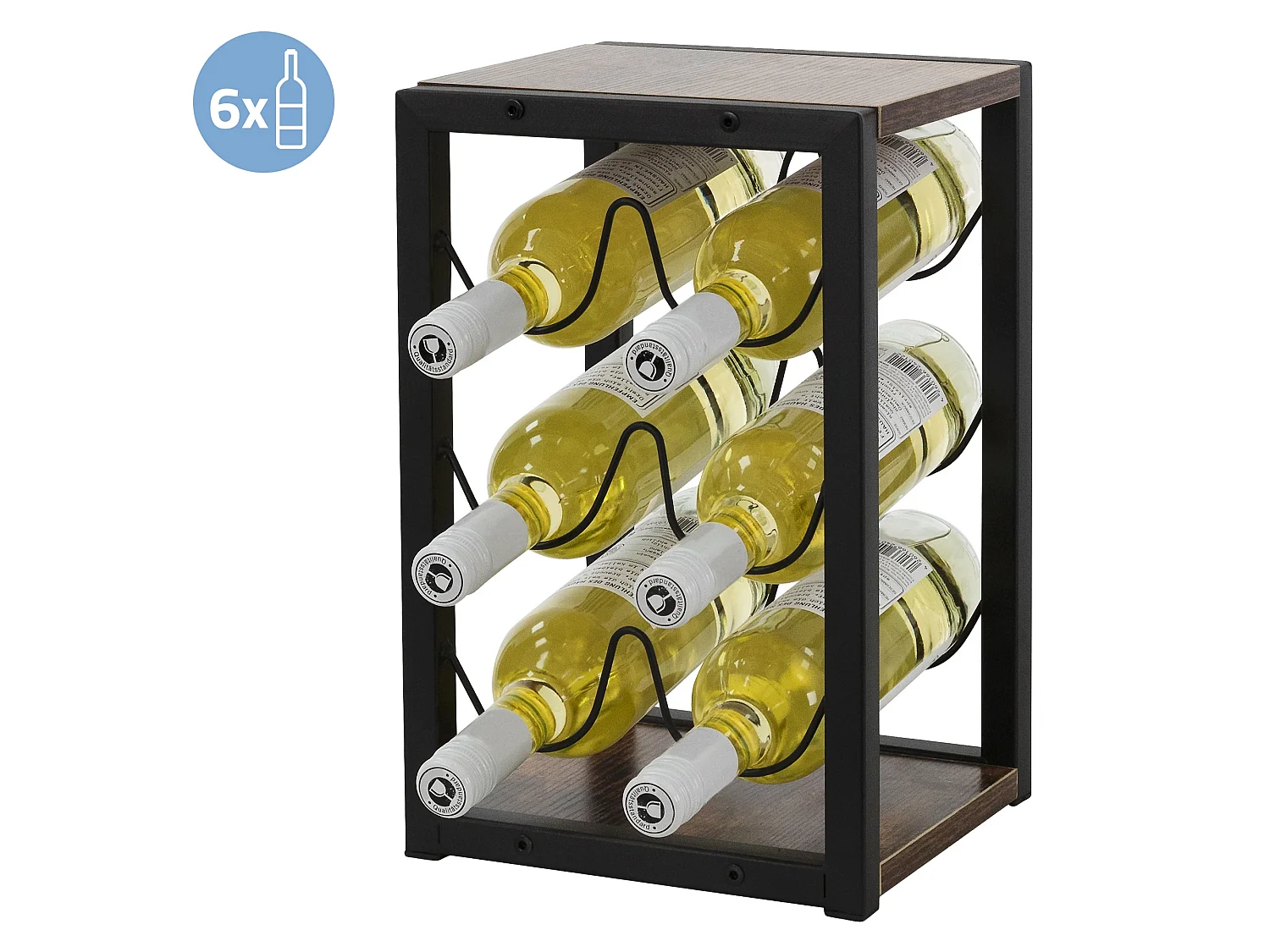 Casier à vin 6 bouteilles porte-verres de bar armoire à vin noir 24x21x37,5 cm