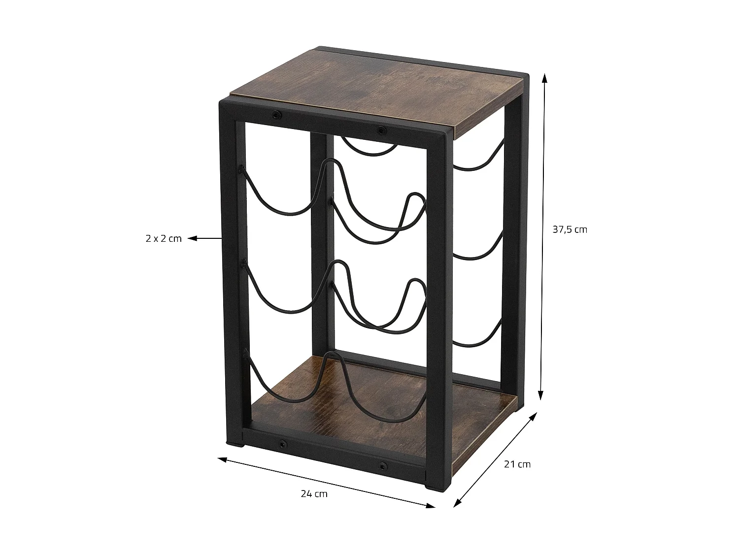 Casier à vin 6 bouteilles porte-verres de bar armoire à vin noir 24x21x37,5 cm