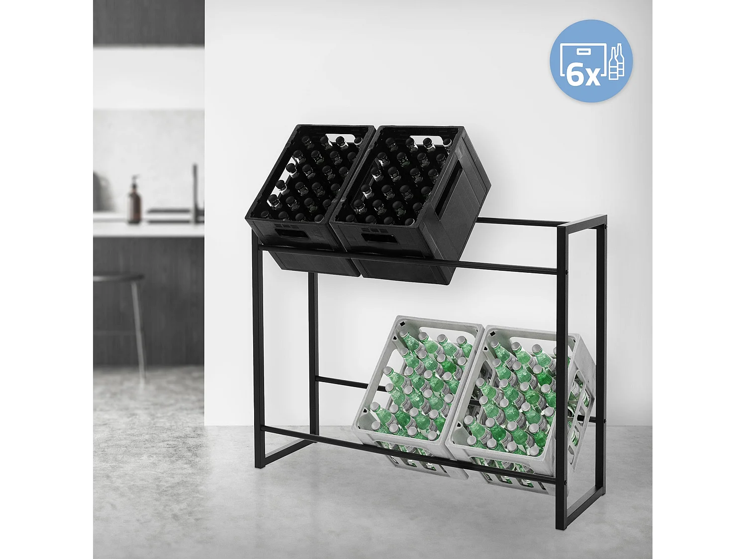 Étagère de rangement pour 6 caisses de boissons 104 x 32 x 82,5 cm acier anthracite
