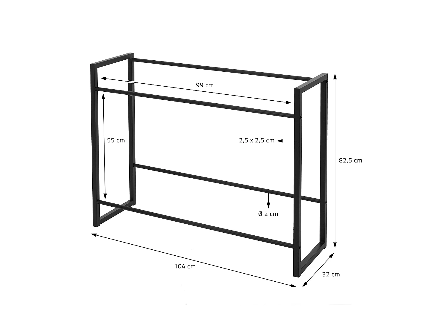 Étagère de rangement pour 6 caisses de boissons 104 x 32 x 82,5 cm acier anthracite