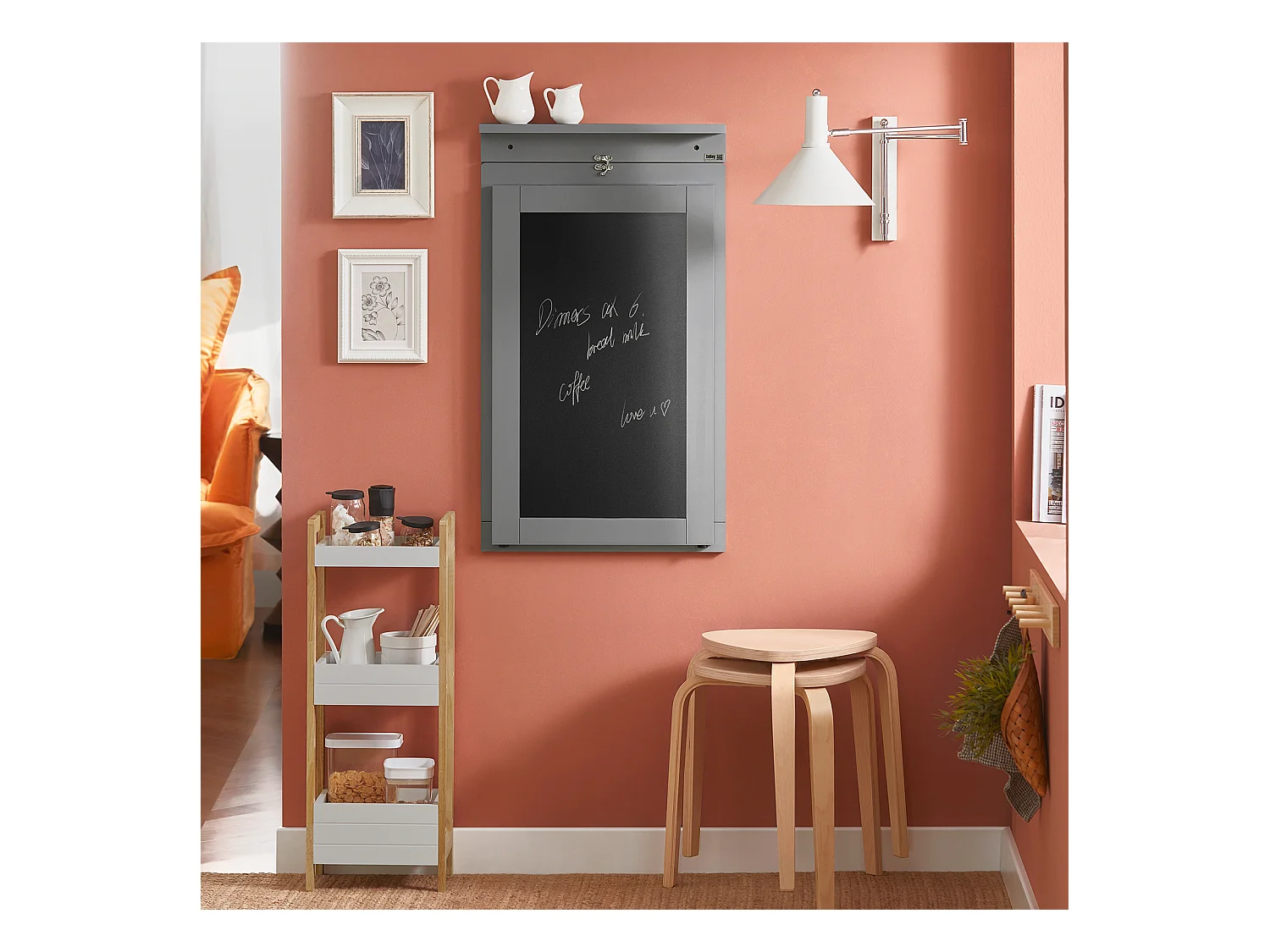 SoBuy Tavolo A Muro Tavolo Pieghevole Tavolo Cucina Con Lavagna colore grigio FWT20-HG