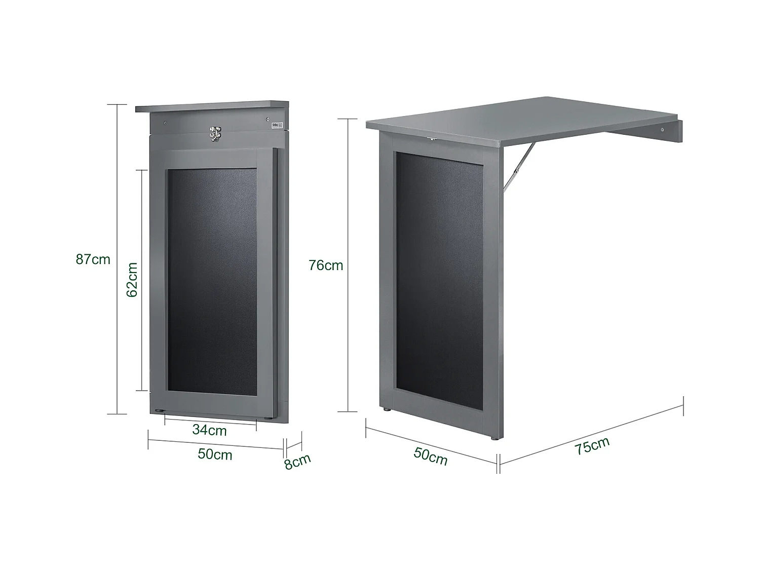 SoBuy Tavolo A Muro Tavolo Pieghevole Tavolo Cucina Con Lavagna colore grigio FWT20-HG