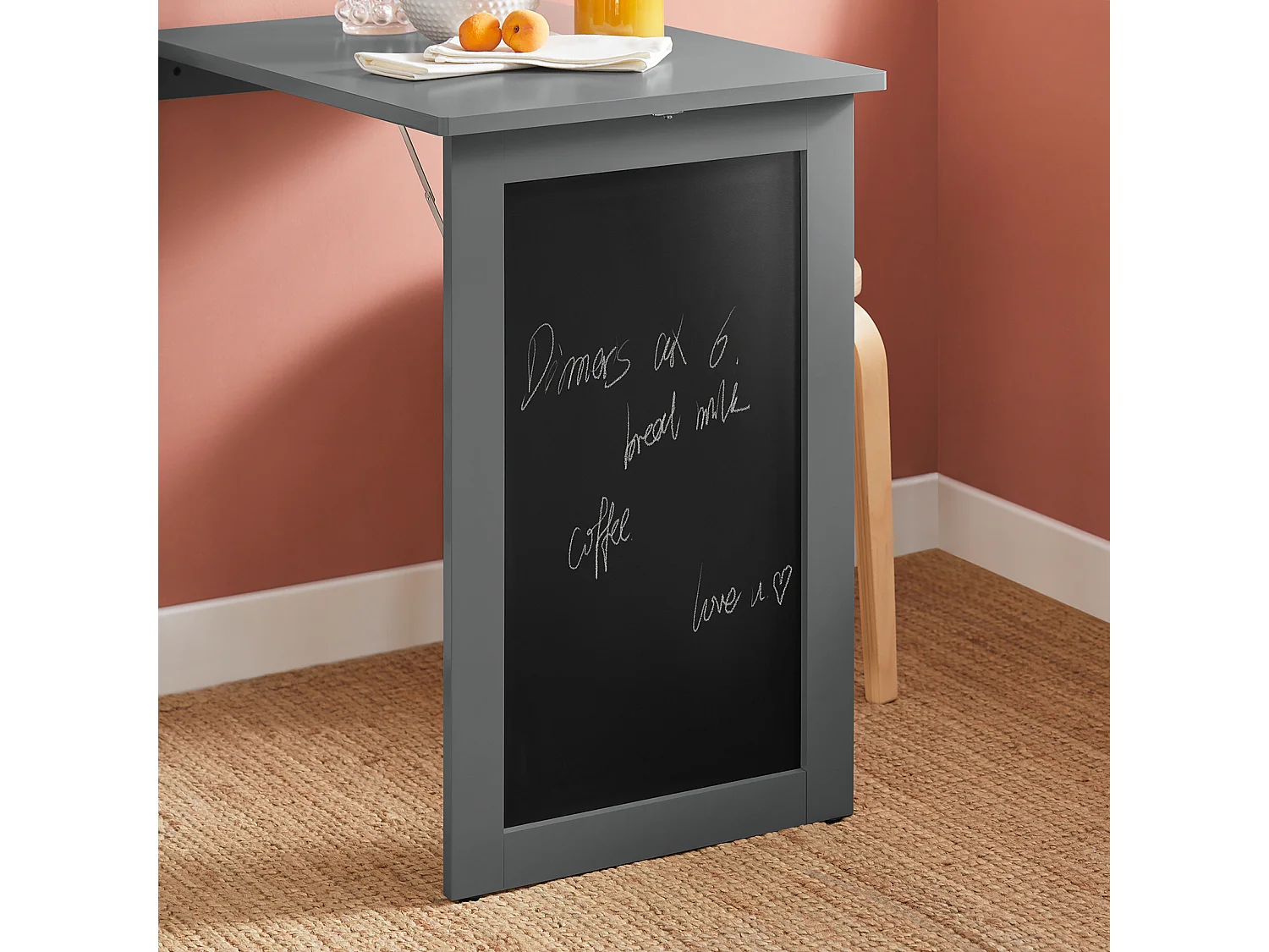 SoBuy Tavolo A Muro Tavolo Pieghevole Tavolo Cucina Con Lavagna colore grigio FWT20-HG