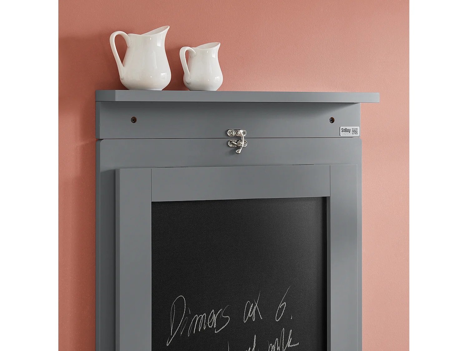 SoBuy Table Murale Pliable Bureau Murale Rabattable Table de Cuisine Salle à Manger avec Mémo Board - Gris 50x75x76 cm, FWT20-HG