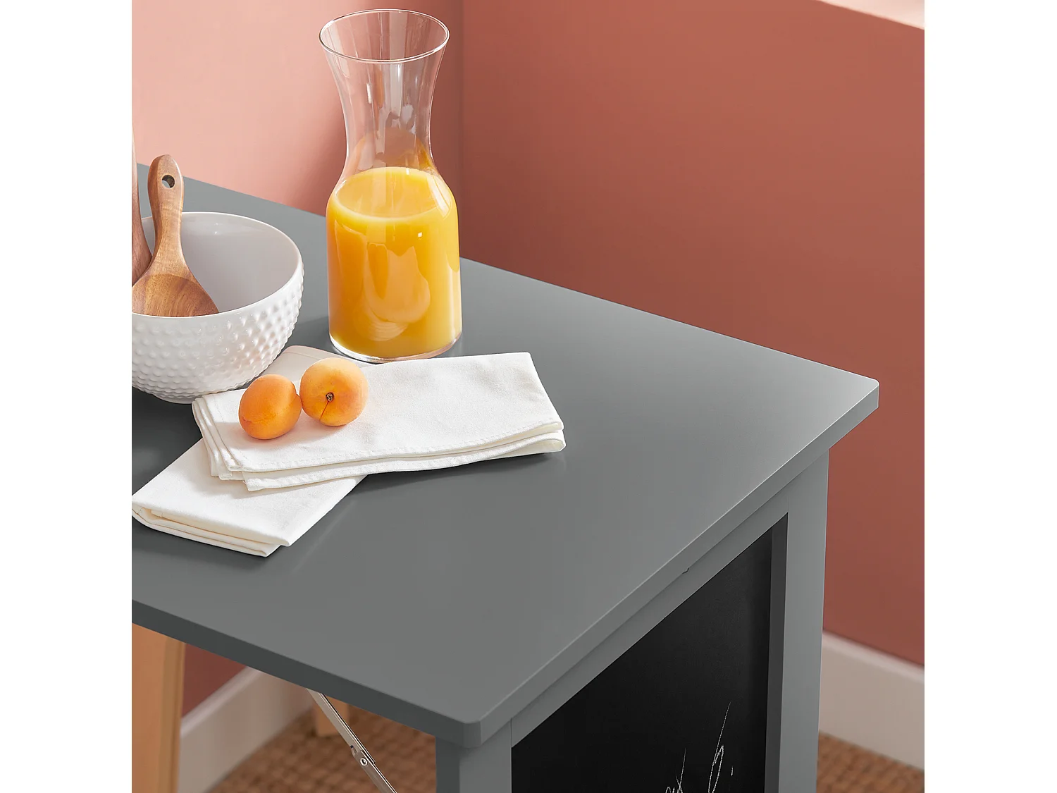 SoBuy Table Murale Pliable Bureau Murale Rabattable Table de Cuisine Salle à Manger avec Mémo Board - Gris 50x75x76 cm, FWT20-HG
