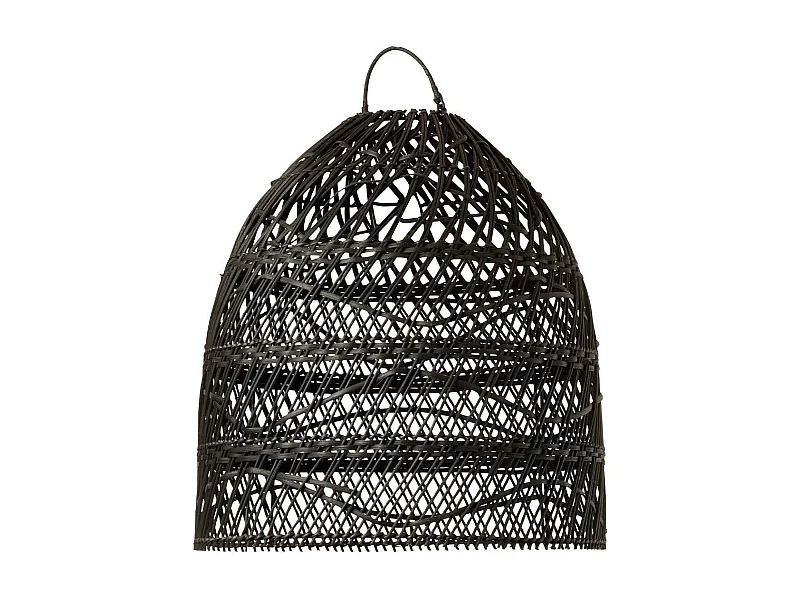 Pantalla de lámpara de madera negra de 40x40x45 cm