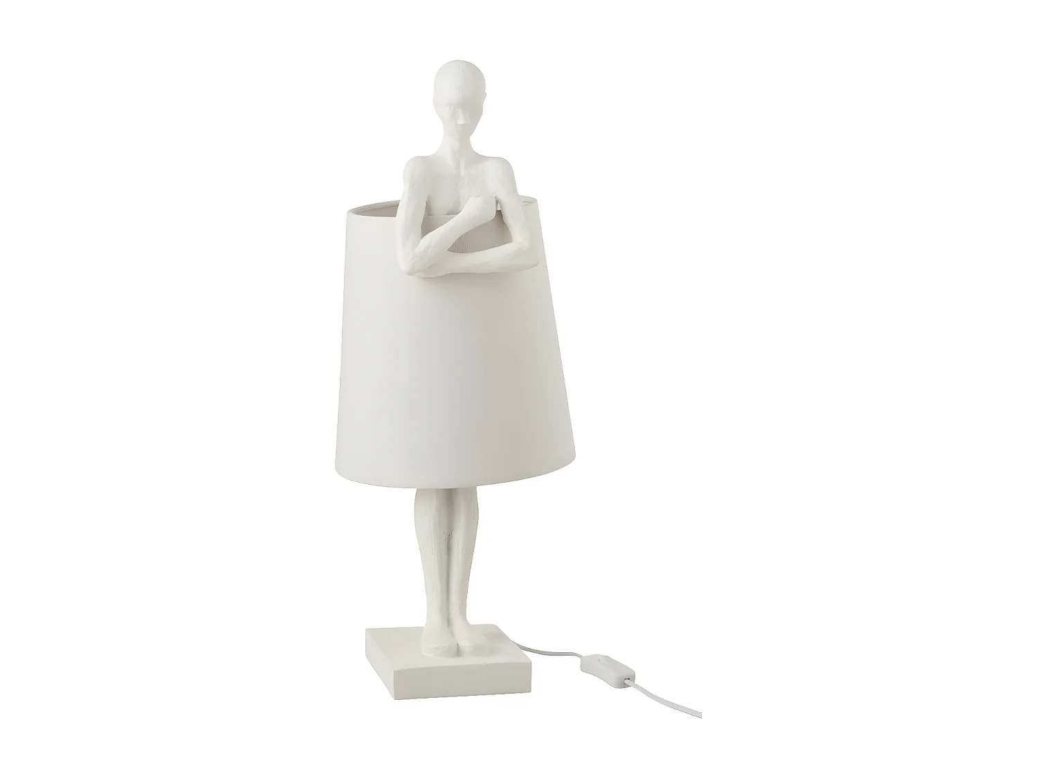 Lampe à Poser Déco "Figurine Soutien" 58cm Blanc
