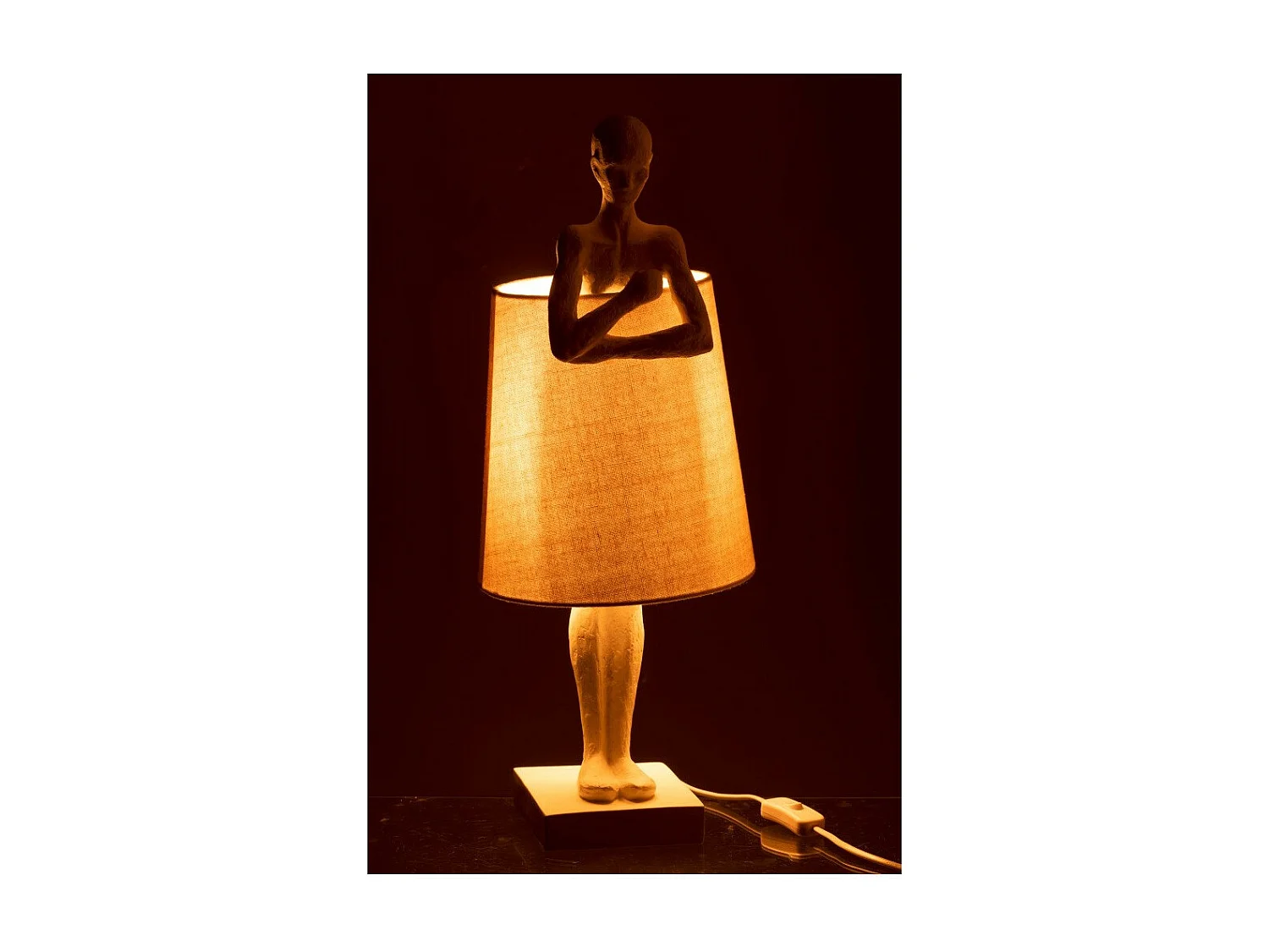 Lampe à Poser Déco "Figurine Soutien" 58cm Blanc