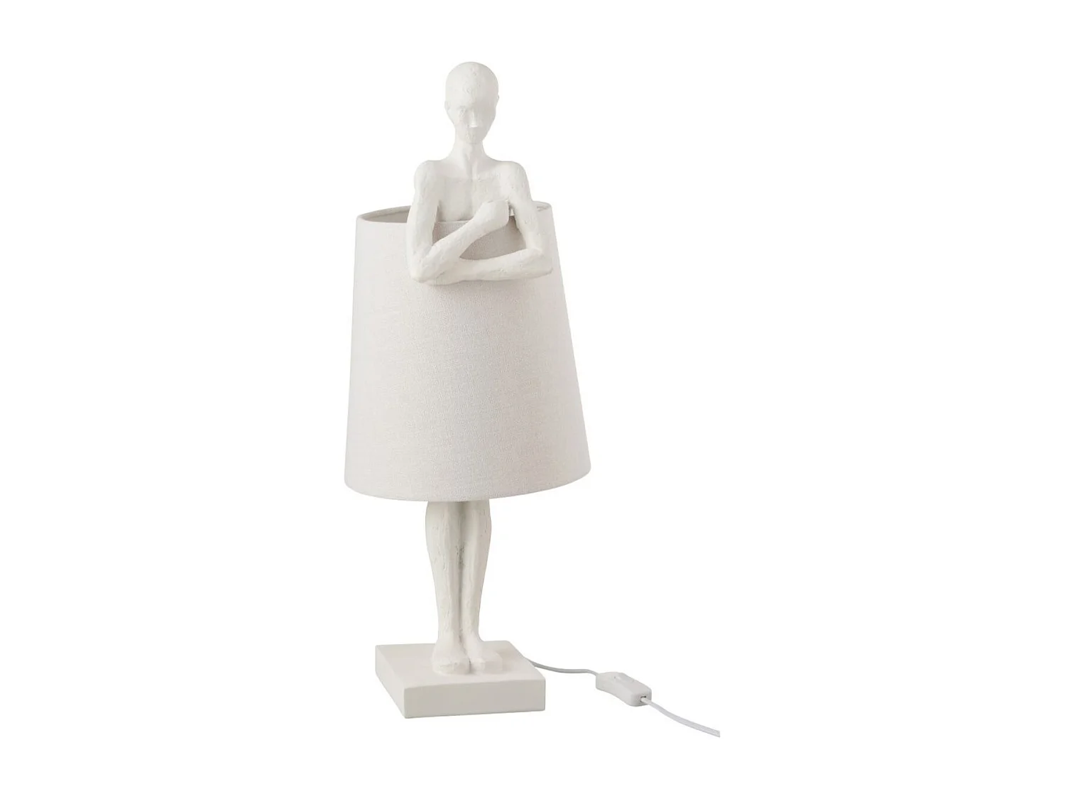 Lampe à Poser Déco "Figurine Soutien" 58cm Blanc