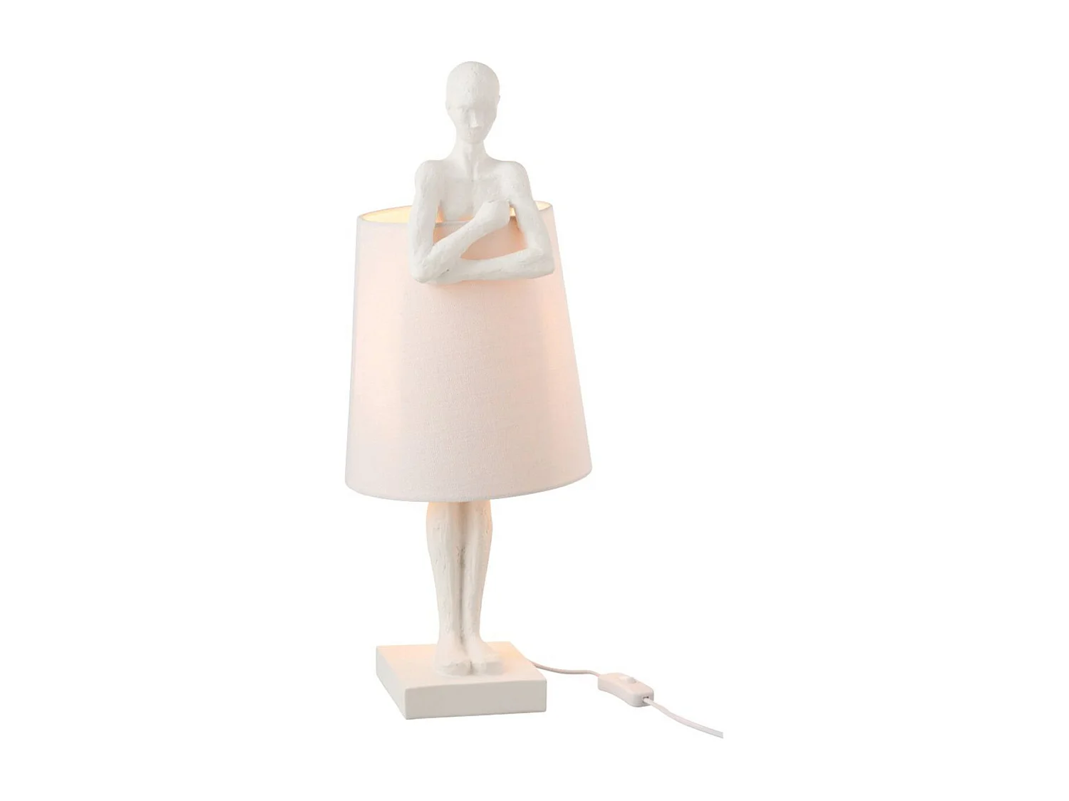 Lampe à Poser Déco "Figurine Soutien" 58cm Blanc