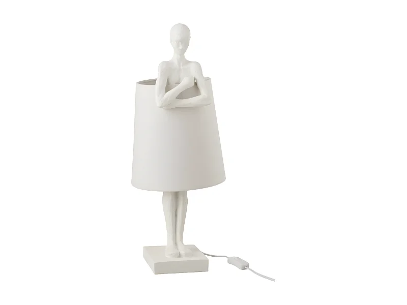 Lampe à Poser Déco "Figurine Soutien" 58cm Blanc
