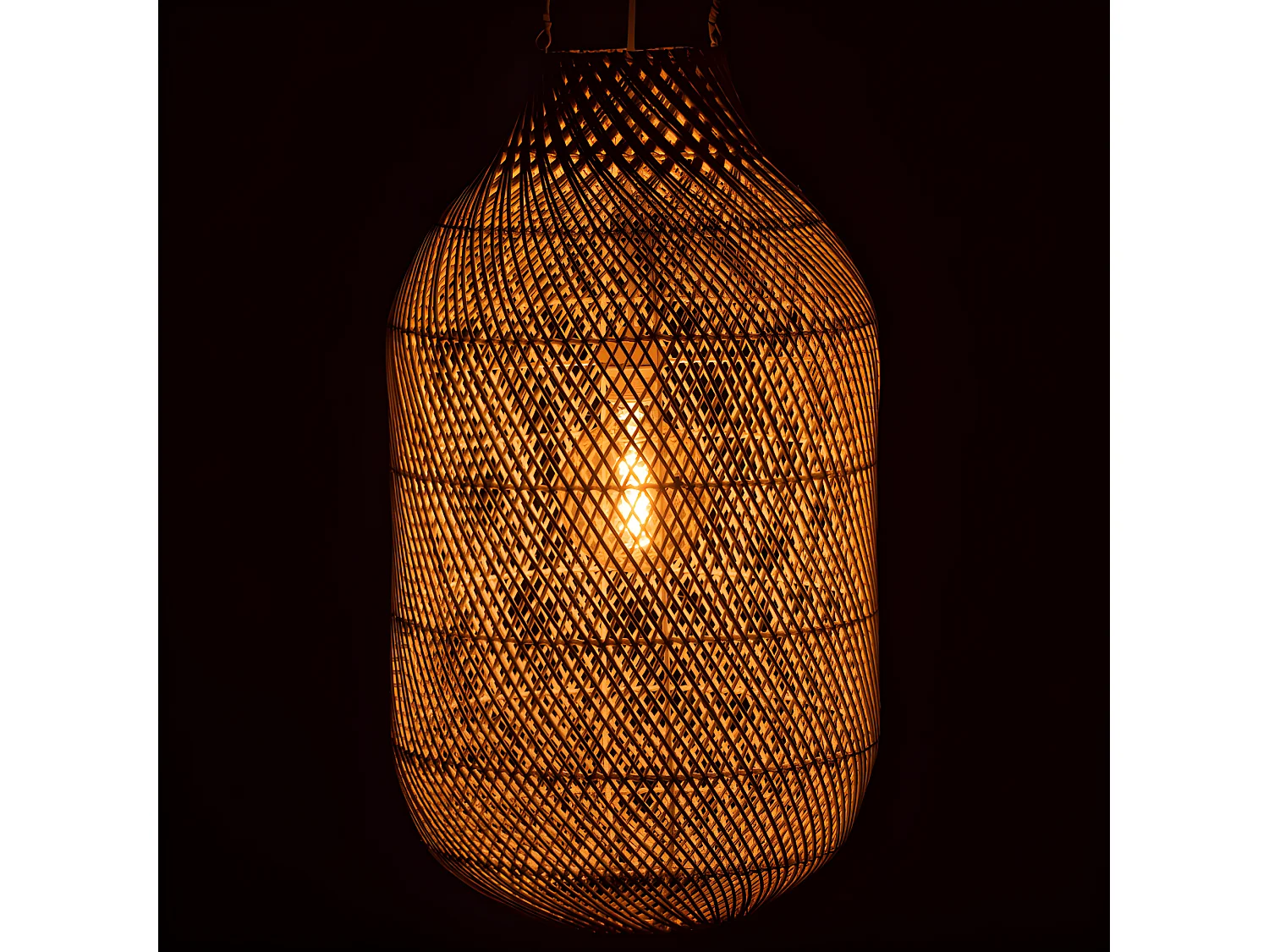 Abat-Jour Cylindrique Déco "Rotin" 75cm Blanc