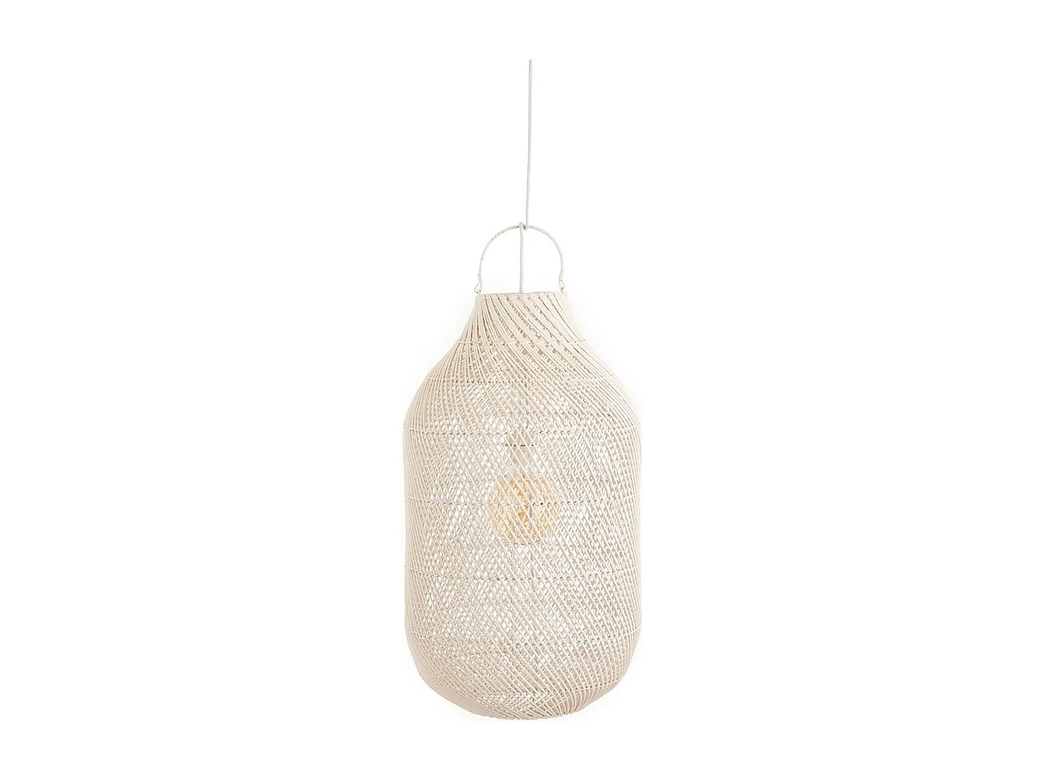 Abat-Jour Cylindrique Déco "Rotin" 75cm Blanc