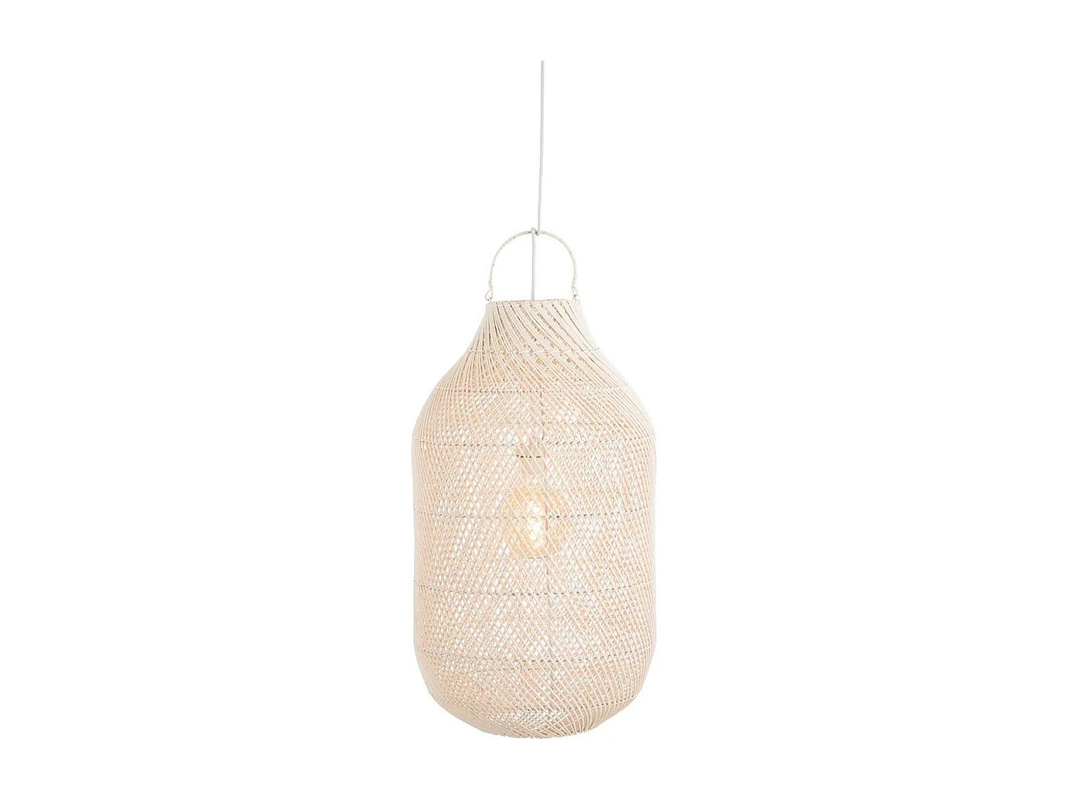 Abat-Jour Cylindrique Déco "Rotin" 75cm Blanc