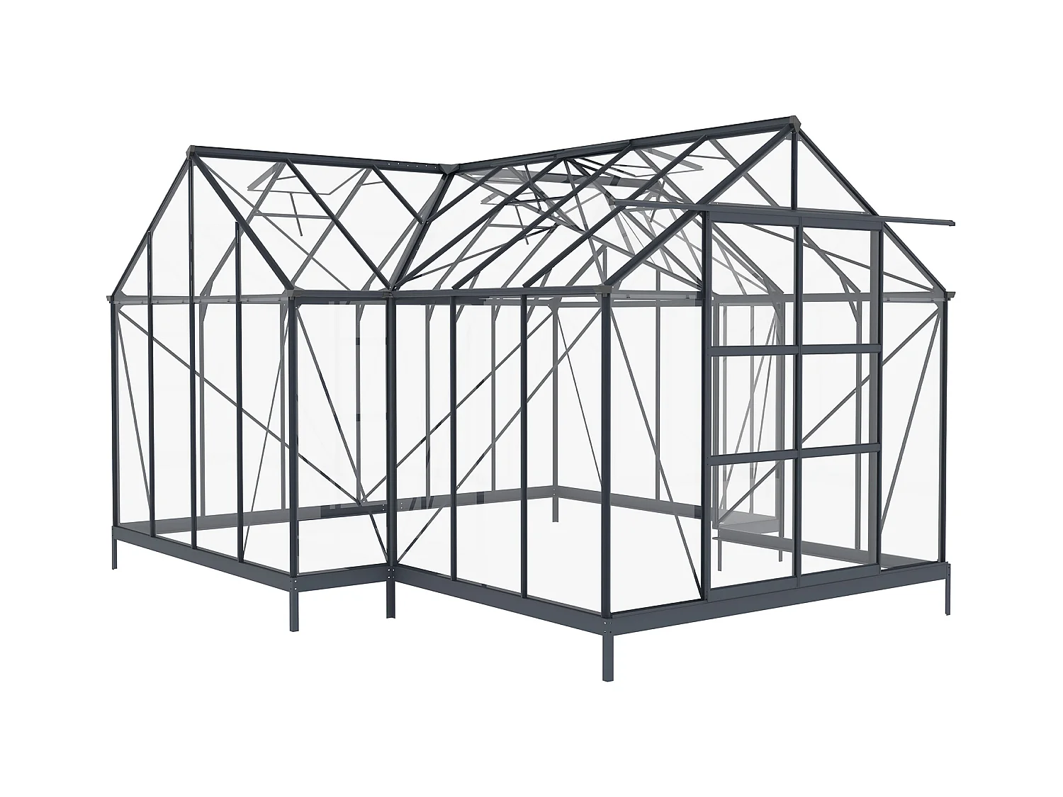 Invernadero de jardín estilo orangerie de vidrio templado 15,5 m² - Antracita - NARCISSE