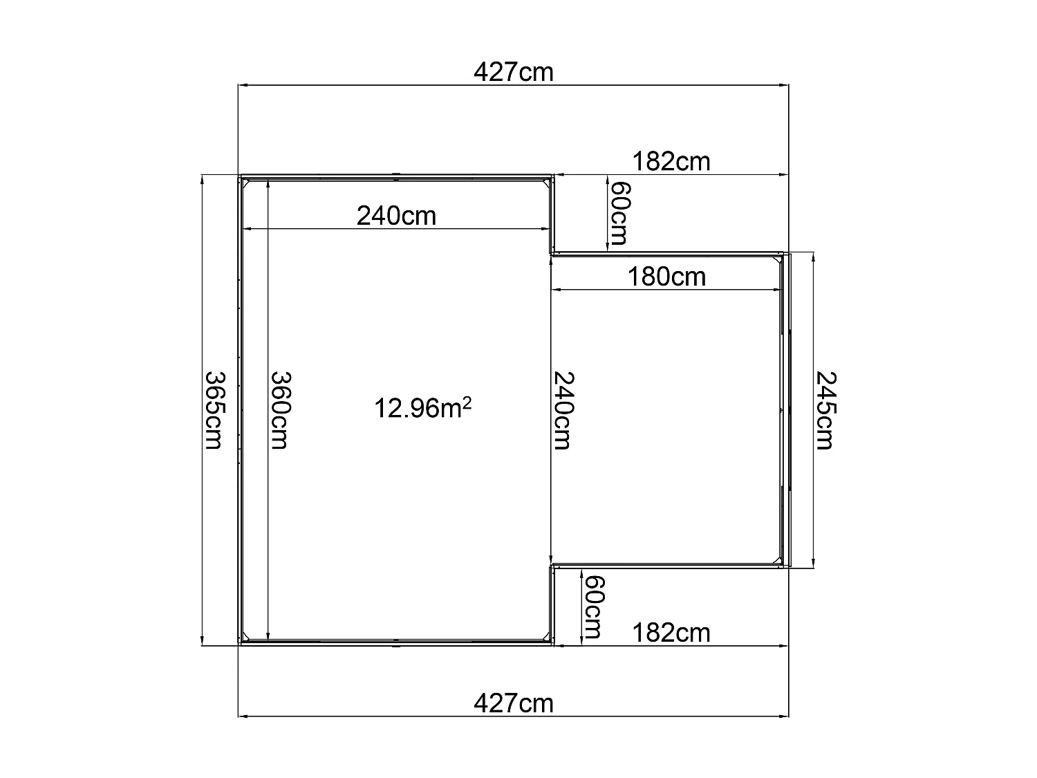 Serre de jardin orangerie en verre trempé 15,5 m² - Anthracite - NARCISSE