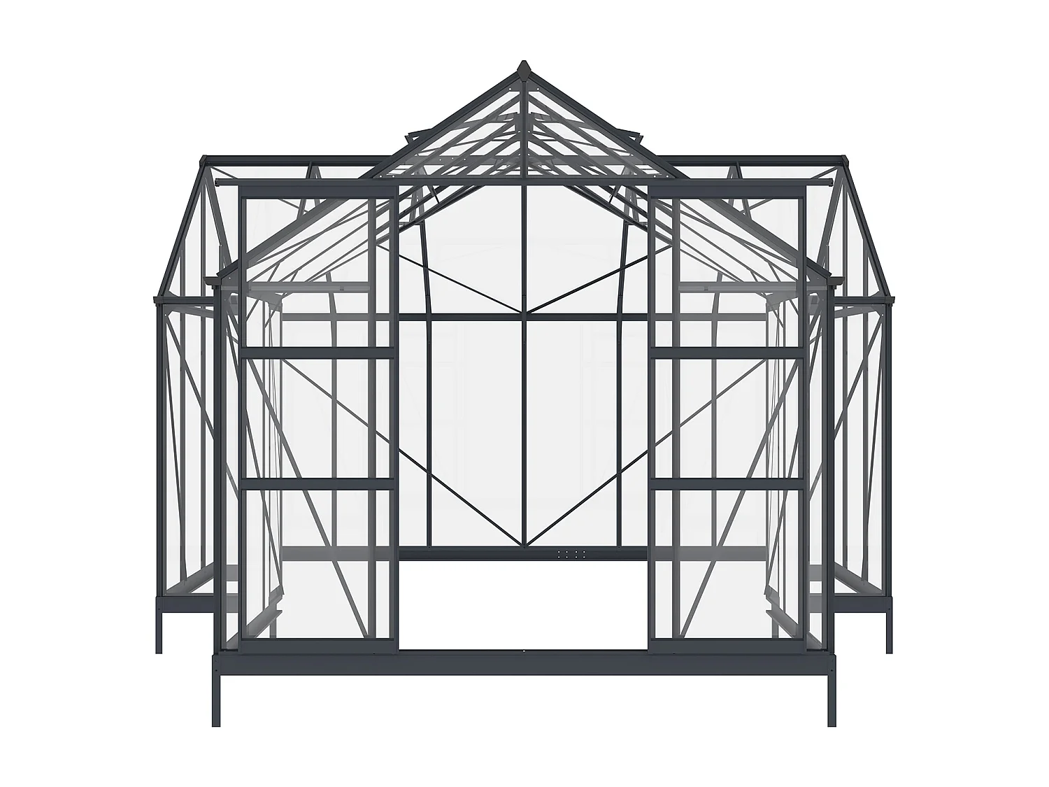 Serre de jardin orangerie en verre trempé 15,5 m² - Anthracite - NARCISSE