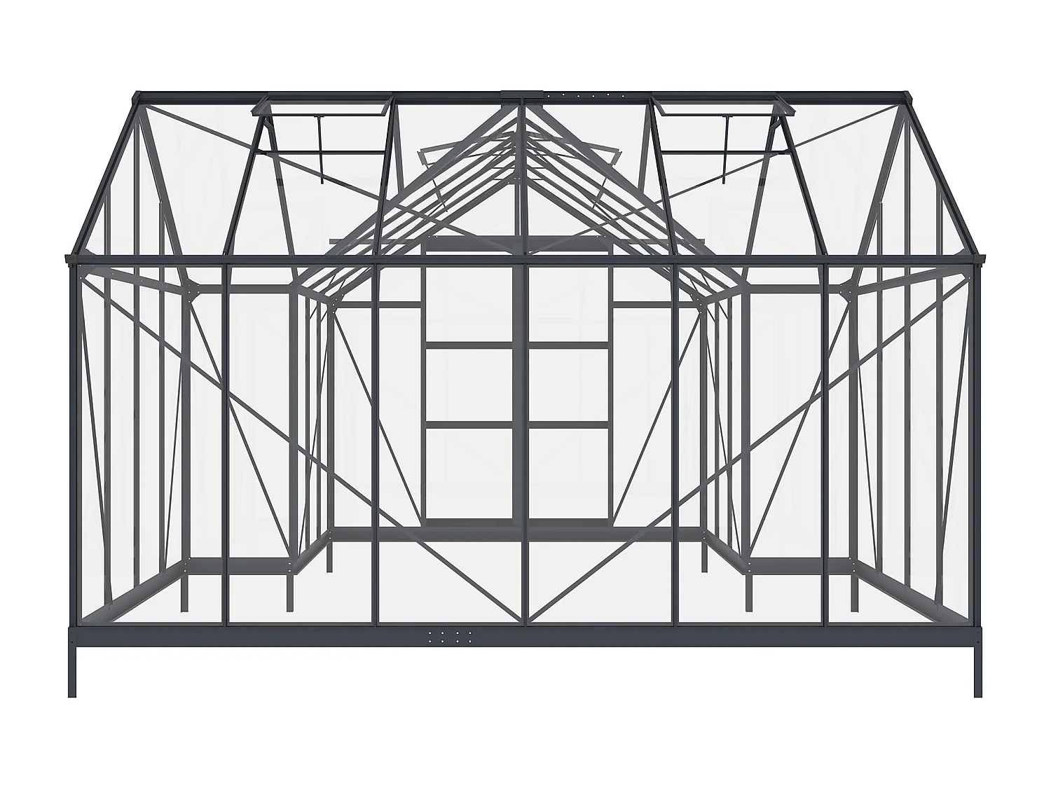 Serre de jardin orangerie en verre trempé 15,5 m² - Anthracite - NARCISSE