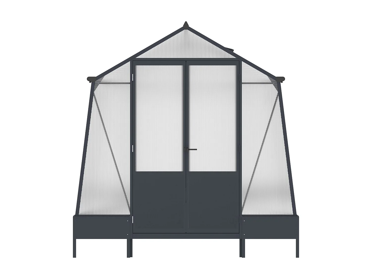 Serre de jardin en polycarbonate 9,1 m² avec embase - Anthracite - ASARINA