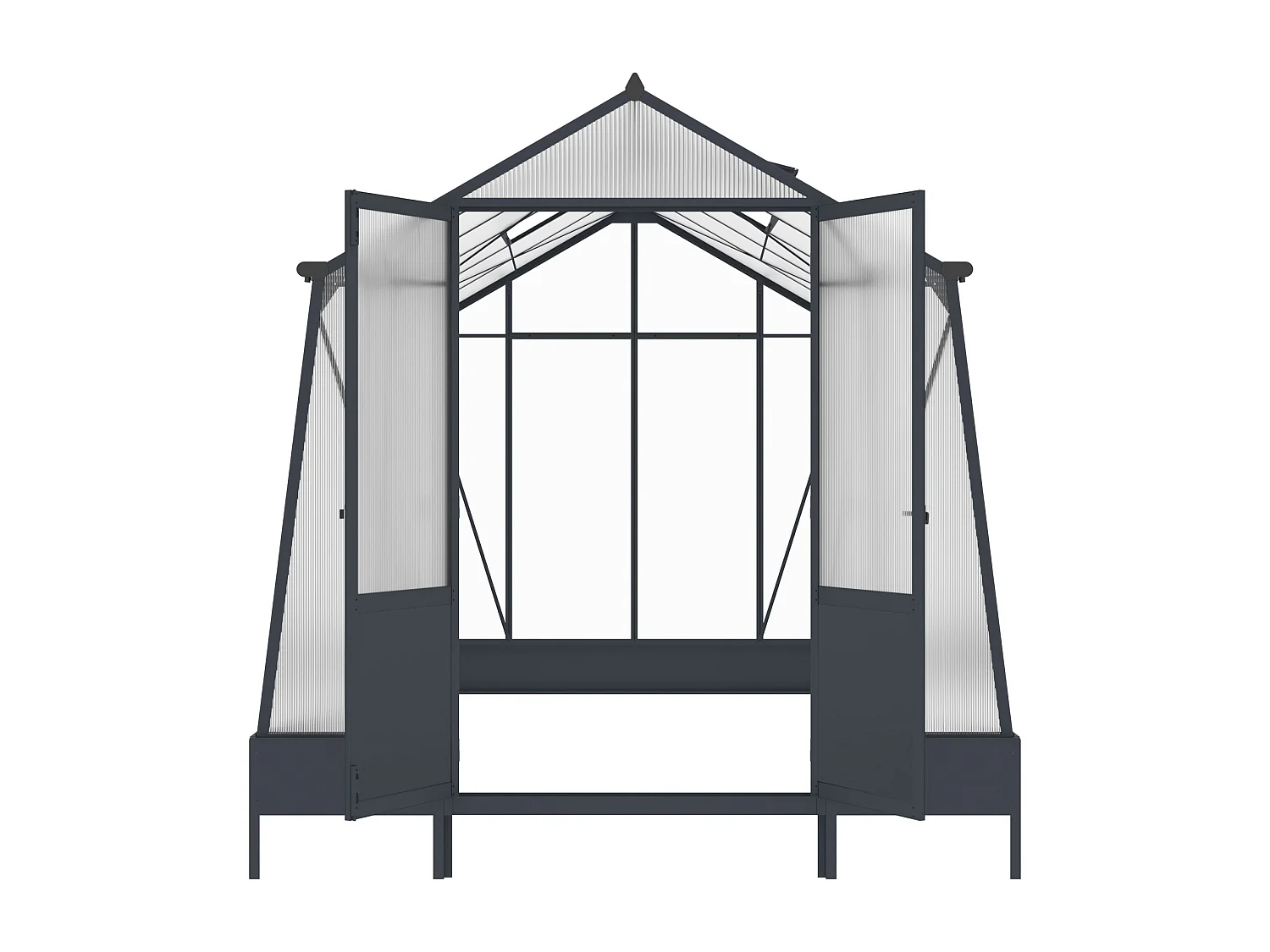 Serre de jardin en polycarbonate 9,1 m² avec embase - Anthracite - ASARINA