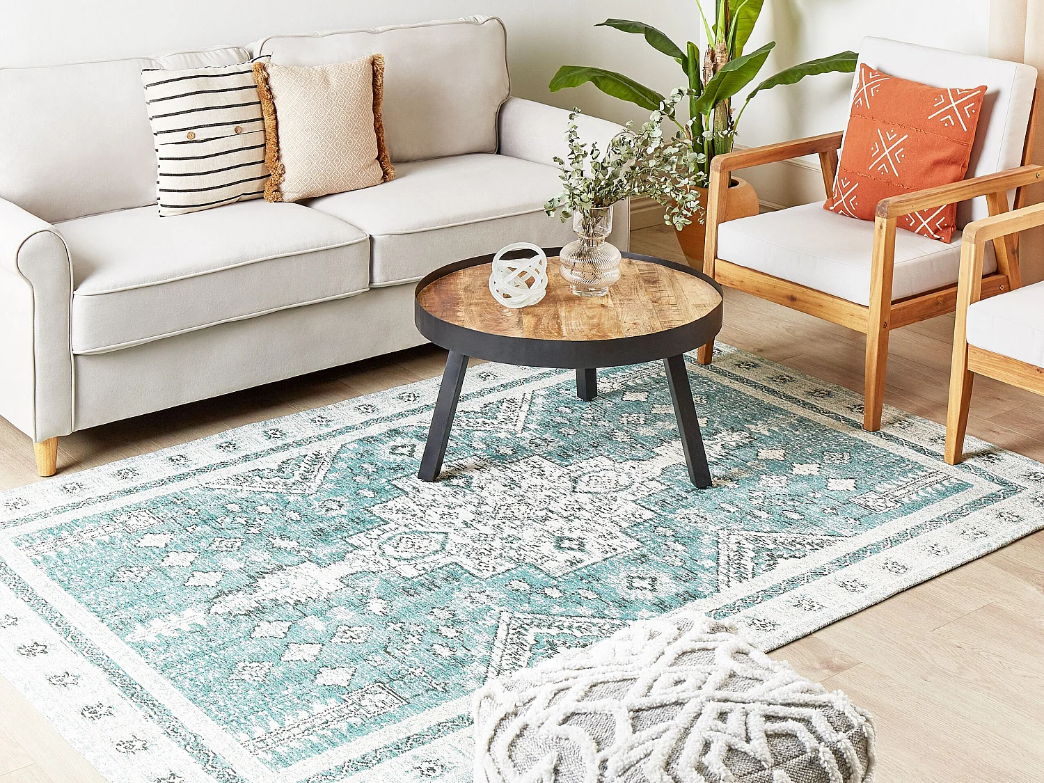Vloerkleed katoen mintgroen 200 x 300 cm FULLA