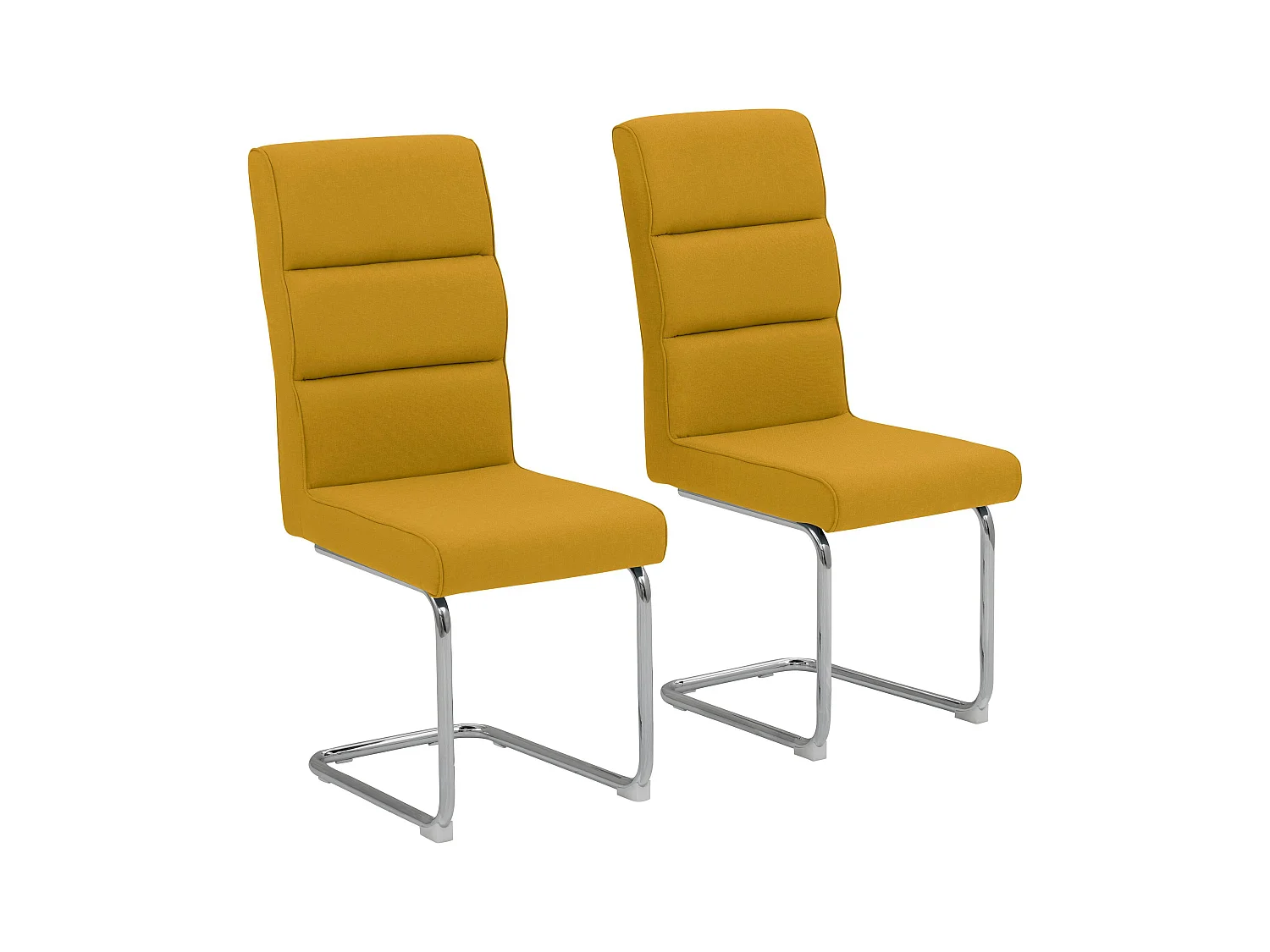 Carola|Lot de 2 chaises de salle à manger en tissu moutarde