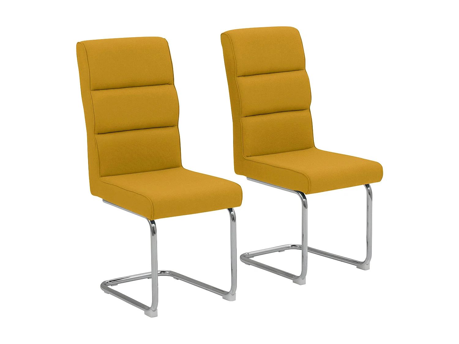 Carola|Lot de 2 chaises de salle à manger en tissu moutarde