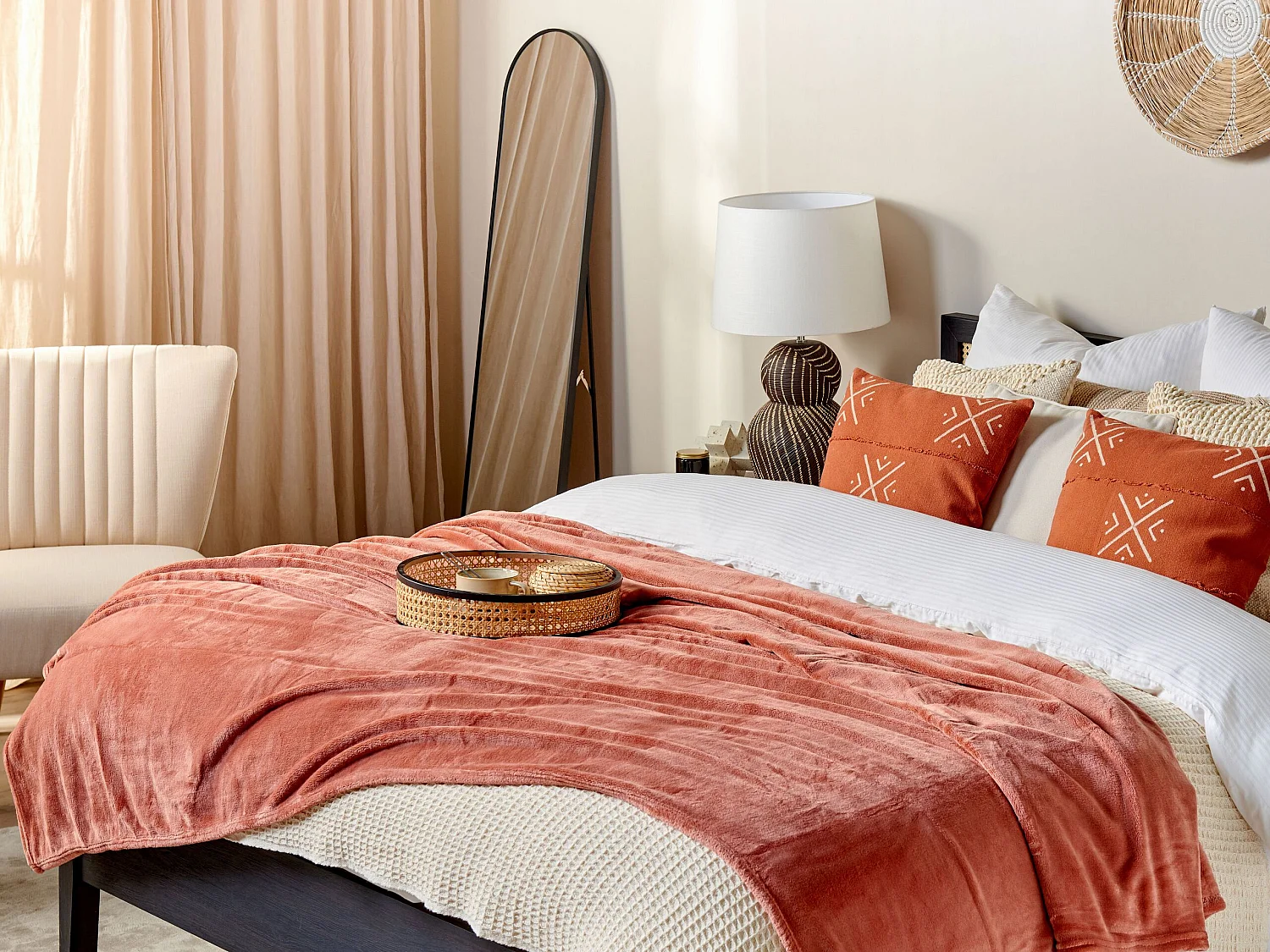 Plaid BAYBURT 150 x 200 cm Koraalrood