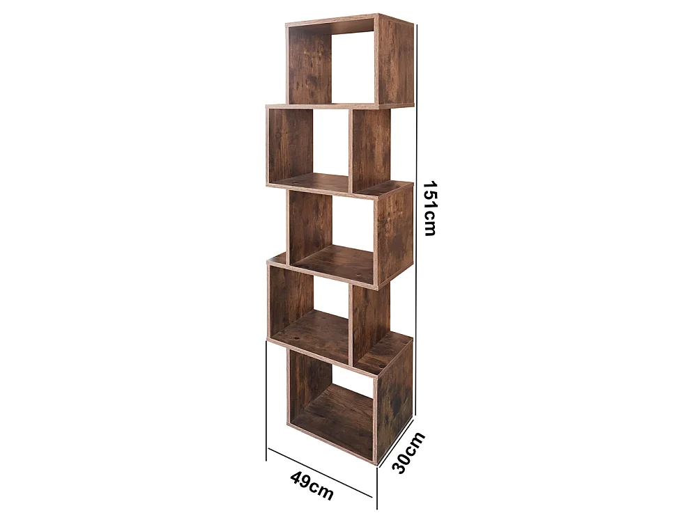 Bücherregal mit 5 Etagen – Vintage-Holzoptik - KALIOPSI