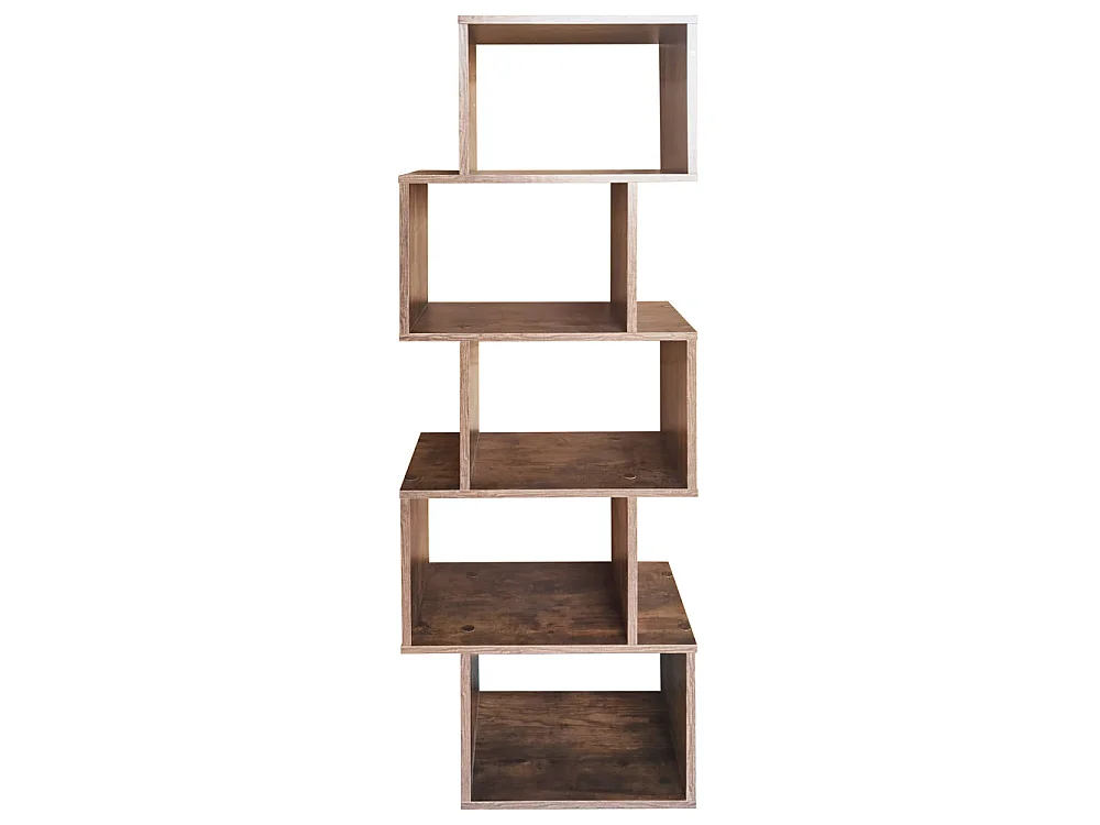 Bibliothèque zigzag - 5 niveaux - effet bois vintage - Kaliopsi