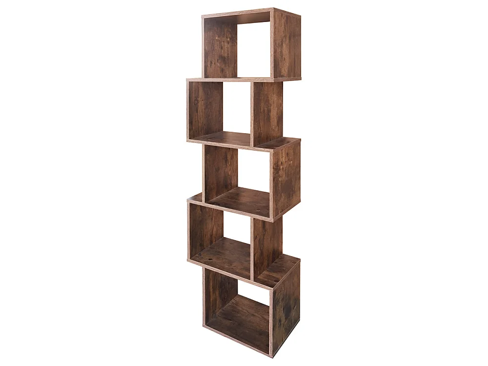 Bibliothèque zigzag - 5 niveaux - effet bois vintage - Kaliopsi