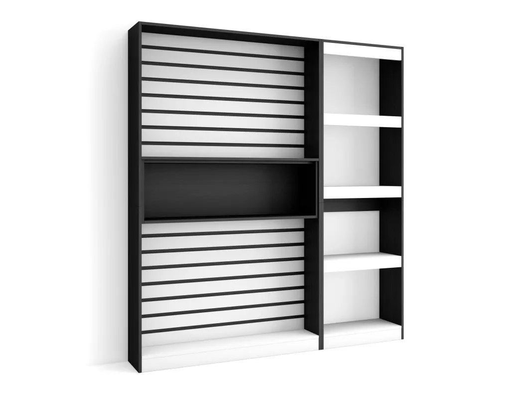 Kauf Unique Bücherregal Bibliothek, 170x186x25cm, Wohnzimmer, Esszimmer, Büro, Aufbewahrungsregal, Weiß und Schwarz