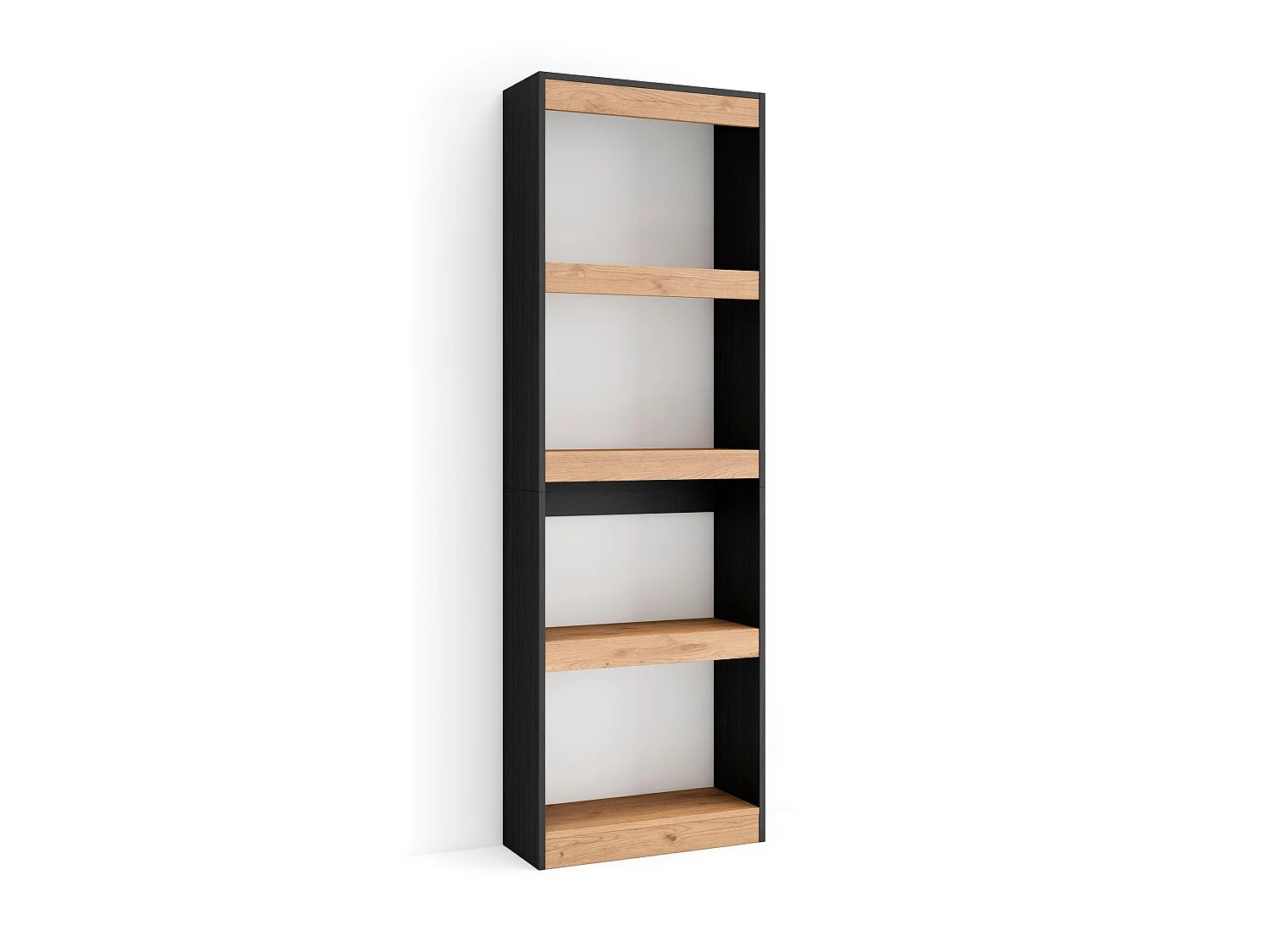 Librería estantería, 60x25x186cm, Salón - Comedor - Oficina, Con Almacenaje, Roble y negro