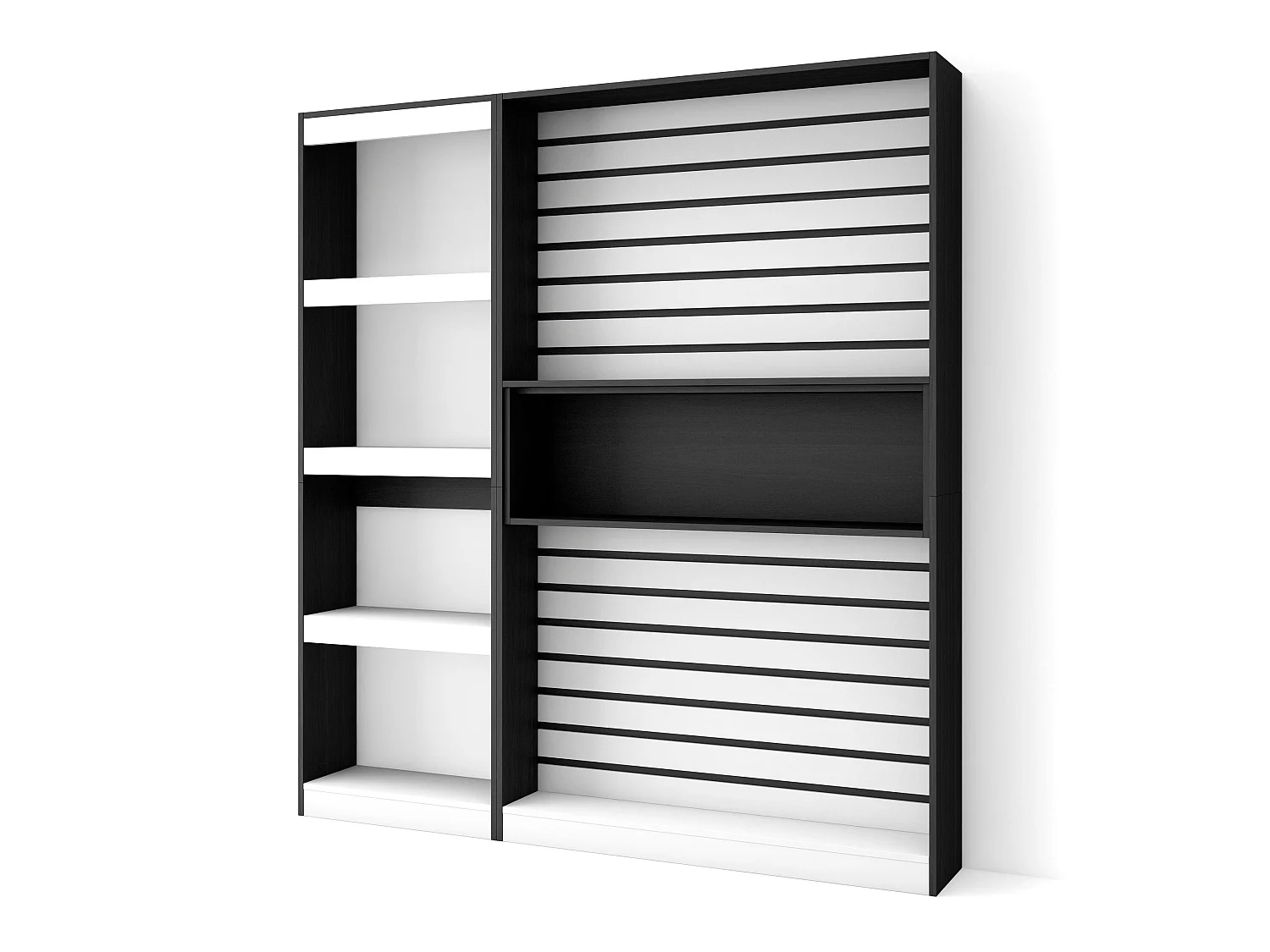 Estantes de prateleiras , 170x186x25cm, Sala de estar - Escritório, Sala de  jantar, Branco e preto