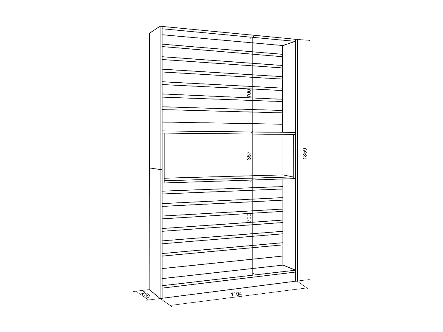 Boekenkast, Boekenplank, 110x25x186cm, Woonkamer, Eetkamer, Bureau, Elektrische haard, Wit en Zwart