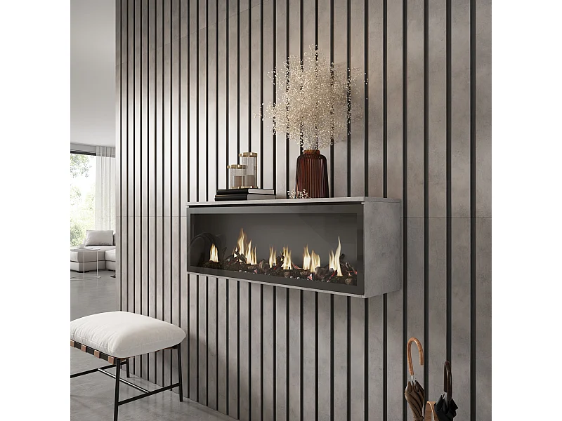 Cheminée électrique LED, 107x25x38cm, Salon - Salle à manger, Cheminée électrique, Ciment