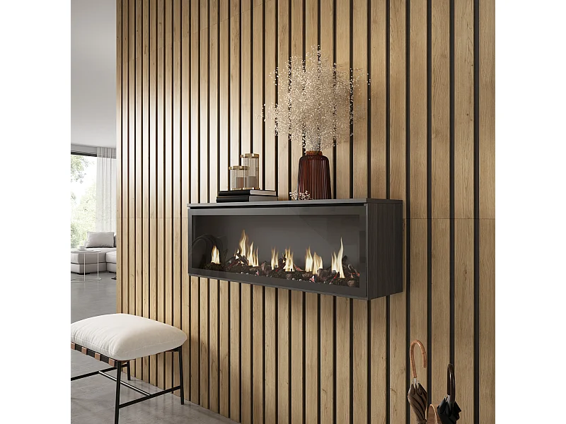 Lareira eléctrica LED, 107x38x25cm, Sala de estar - Sala jantar, Lareira eléctrica, Preto