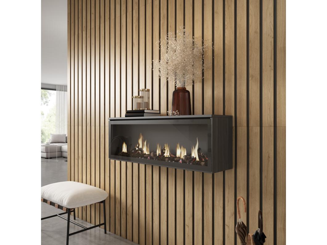 Lareira eléctrica LED, 107x38x25cm, Sala de estar - Sala jantar, Lareira eléctrica, Preto