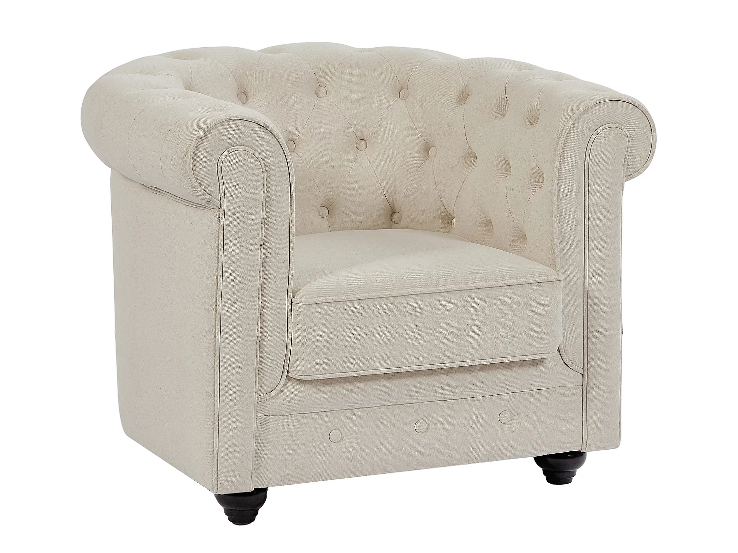 Canapé 3 places et fauteuil en tissu beige CHESTERFIELD