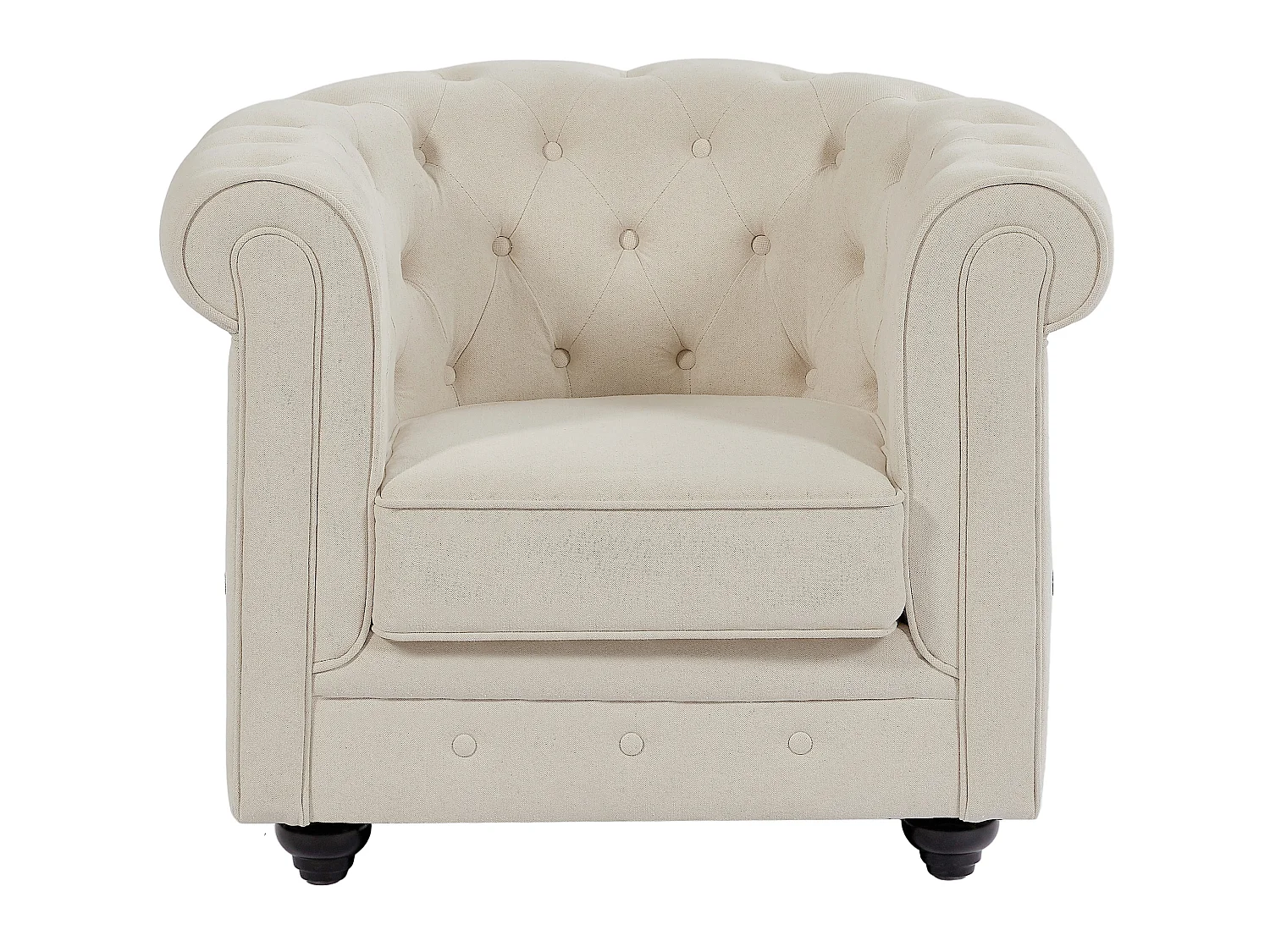 Canapé 3 places et fauteuil en tissu beige CHESTERFIELD