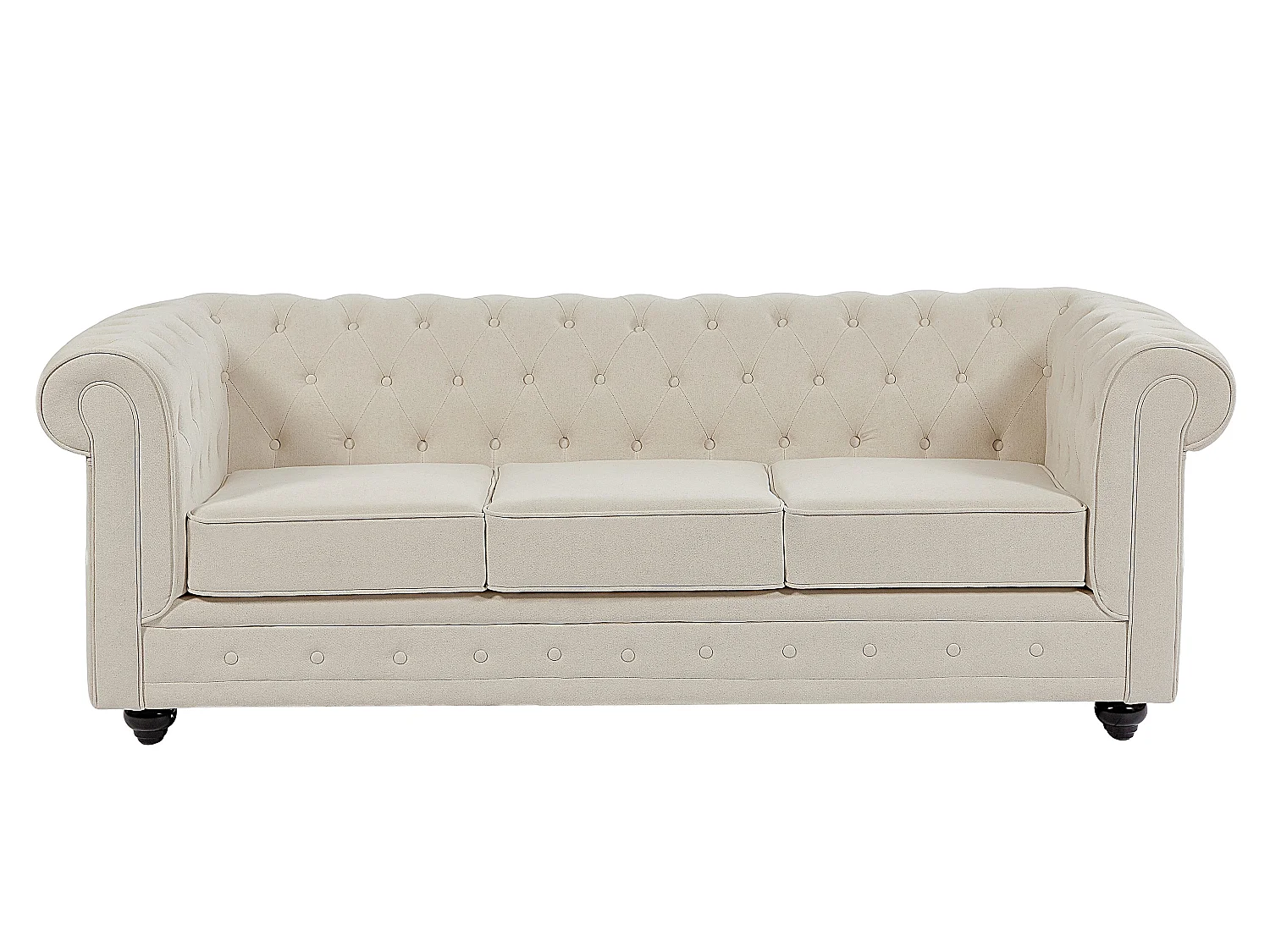Canapé 3 places et fauteuil en tissu beige CHESTERFIELD