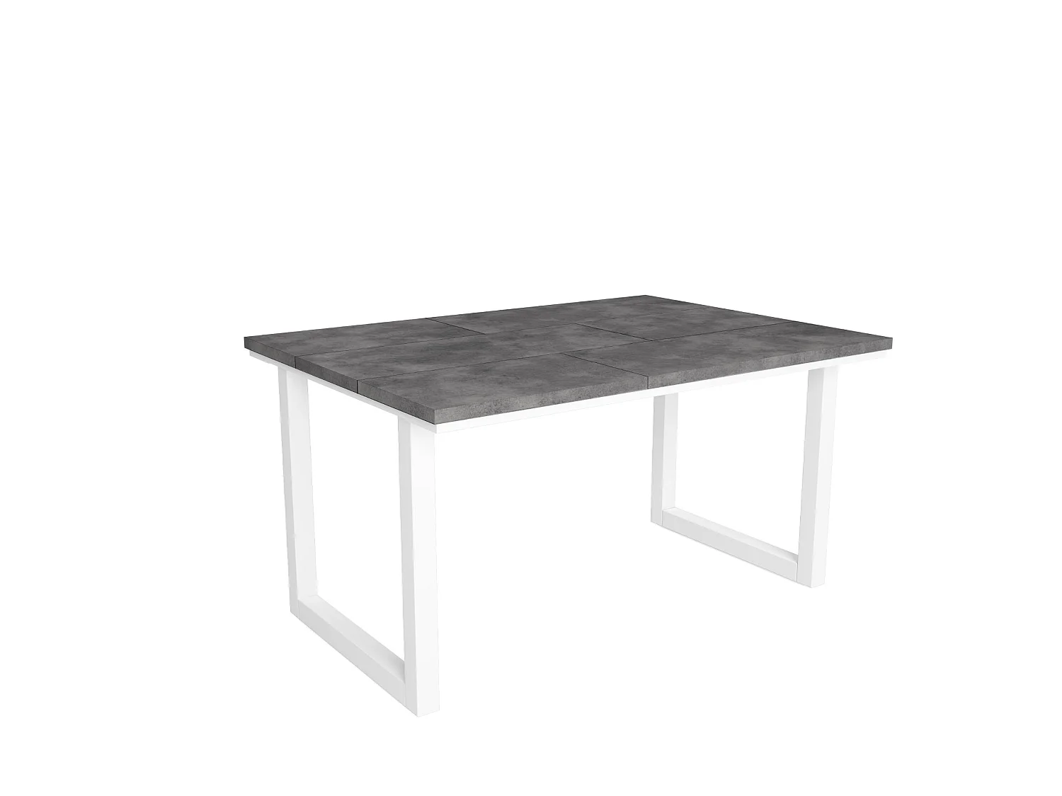 Table à manger, 140x90x75cm, Pour 6 personnes, Pieds bois massif, Ciment