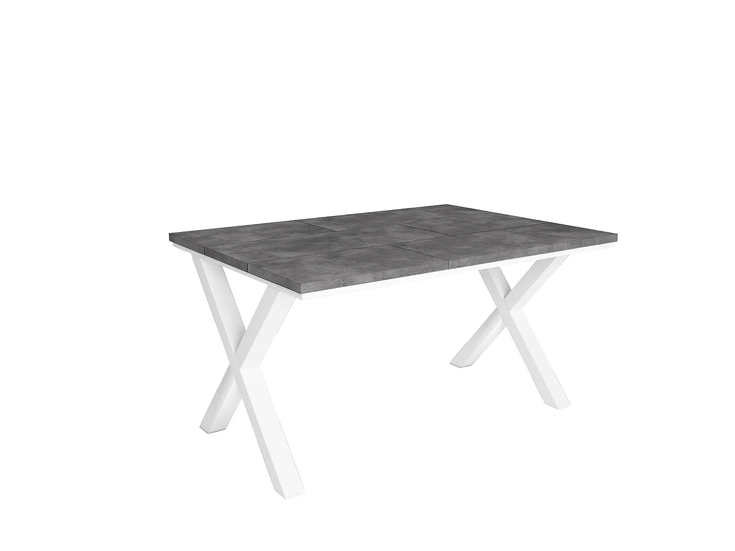 Table à manger, 140x90x75cm, Pour 6 personnes, Pieds bois massif, Ciment