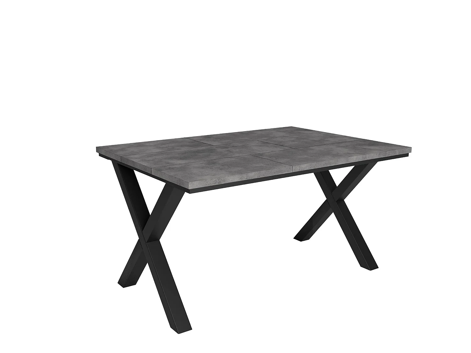 Table à manger, 140x90x75cm, Pour 6 personnes, Pieds bois massif, Ciment