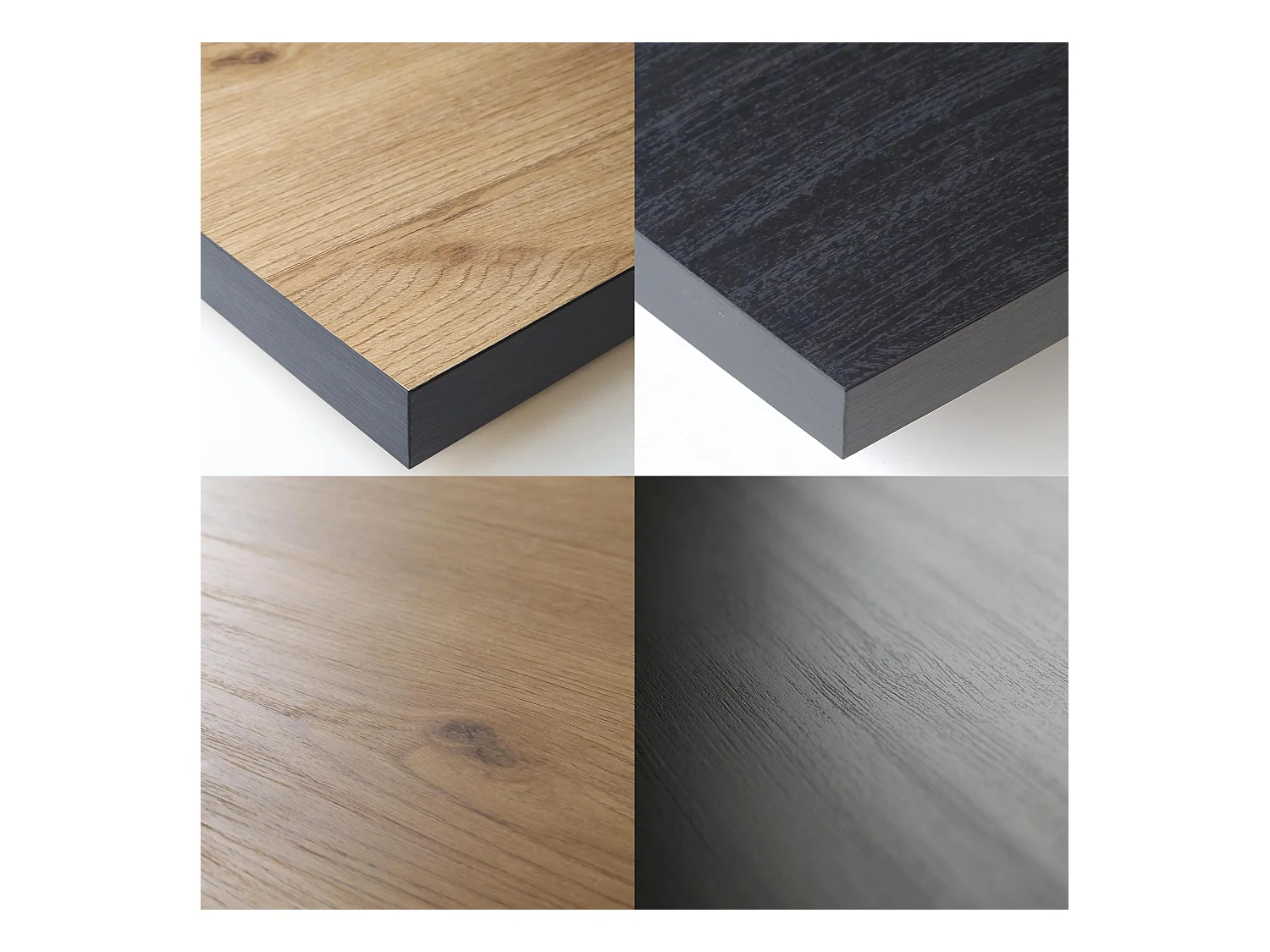 Ensemble de meubles de salon, Table 170 Bicolore pieds X 8 convives, Crédence / Buffet 140 Tall, Chêne et Noir, Style Industriel