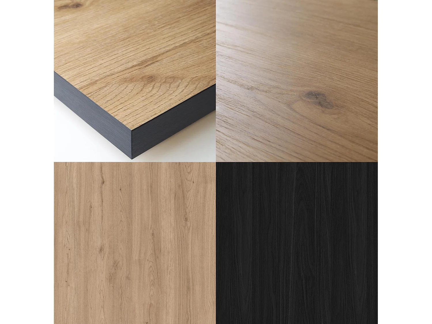 Conjunto de mobiliário para sala de estar, Mesa 170 Borda preta pés U 8 pessoas, Suporte TV120, Aparador / Buffet140, Carvalho,Preto