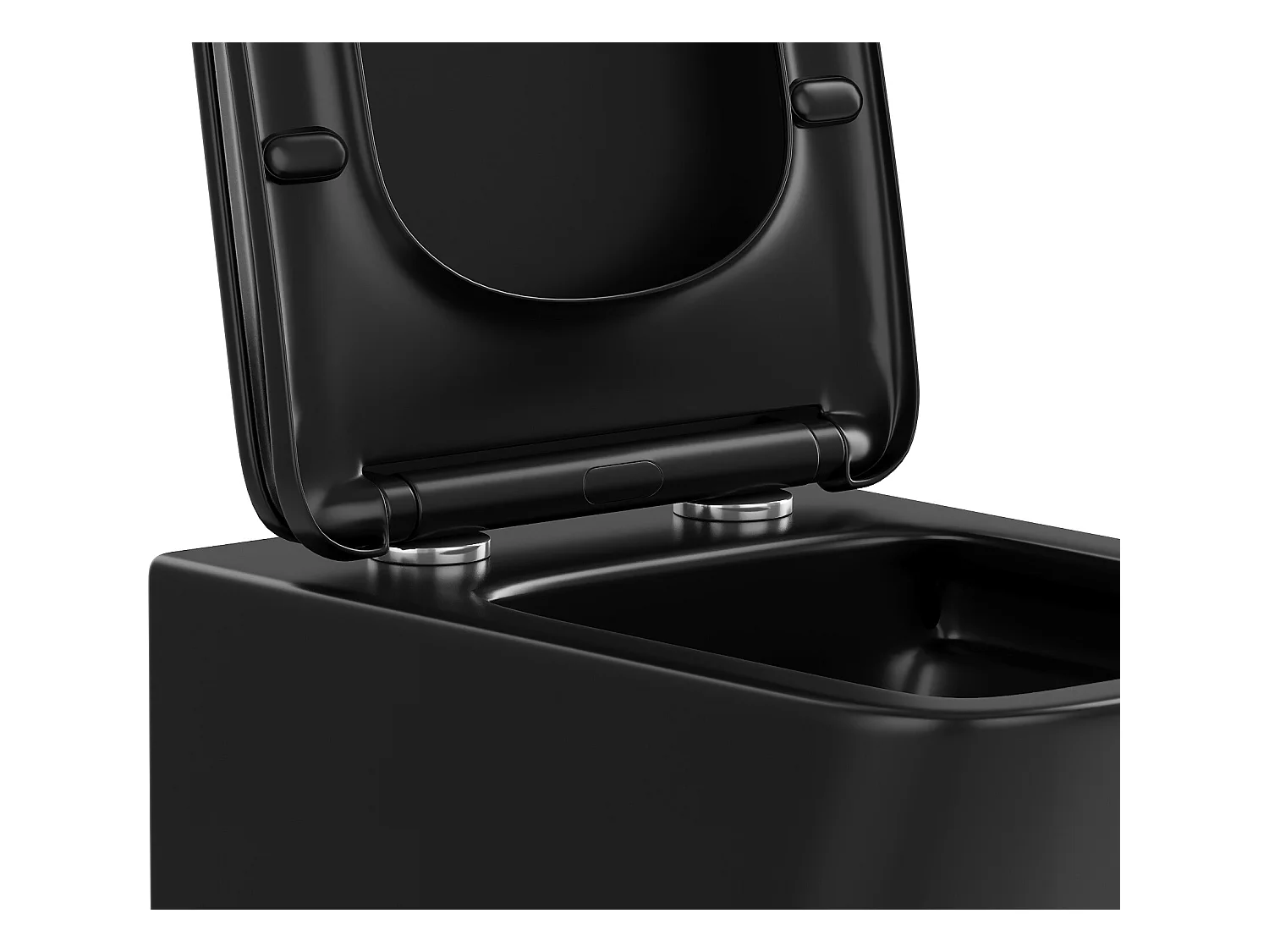 Sparset - Wand-WC aus mattschwarze Keramik mit optionalem Trägergestell & runder Betätigungsplatte - CLEMONA