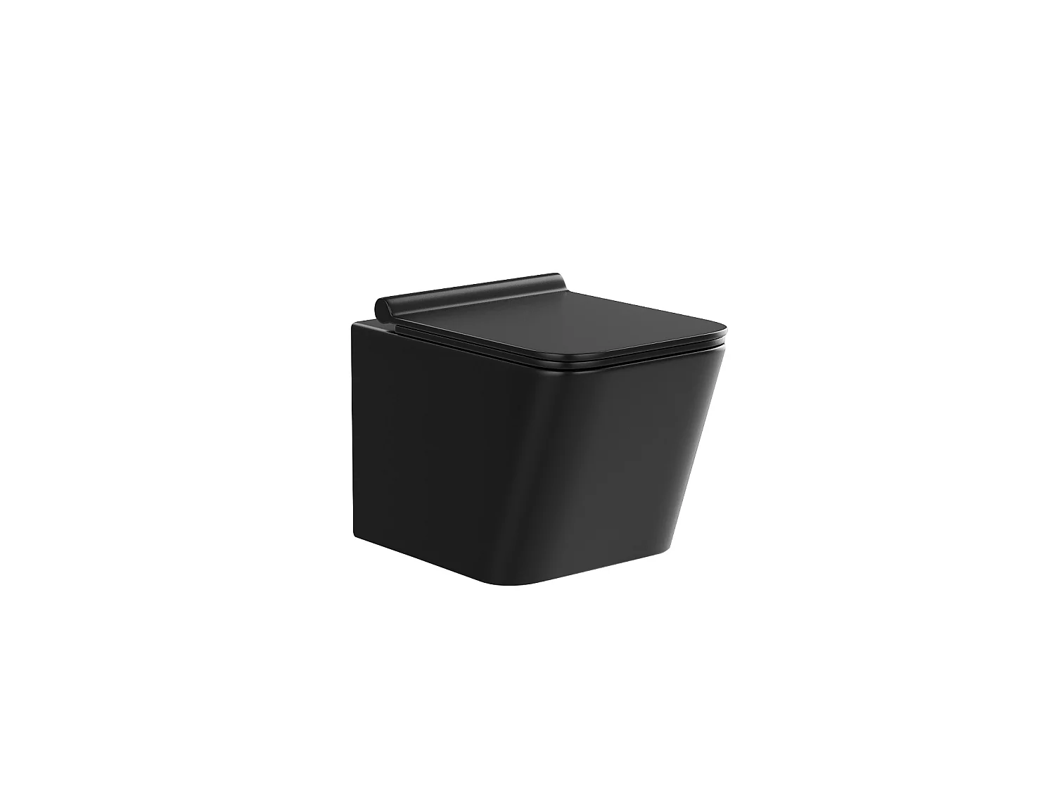 Inodoro flotante de cerámica negro mate con opción de marco de soporte y placa de descarga redonda - CLEMONA
