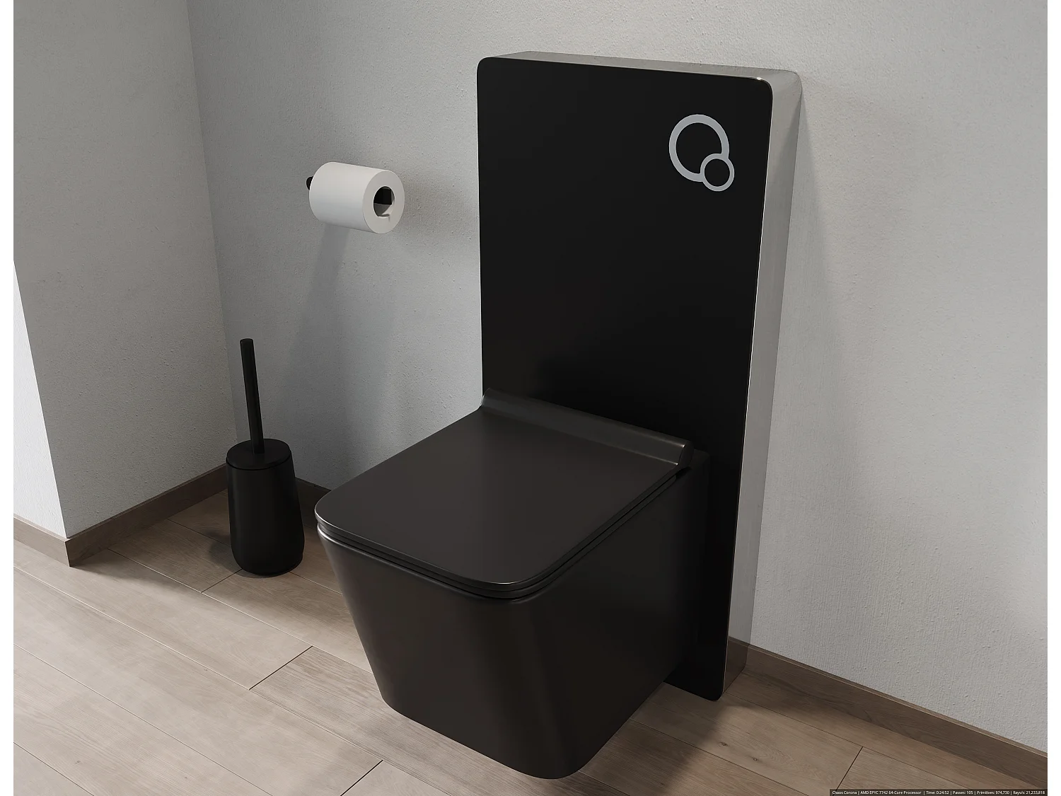 Sparset - Wand-WC Schwarz matt mit dekorativem Trägergestell - CLEMONA