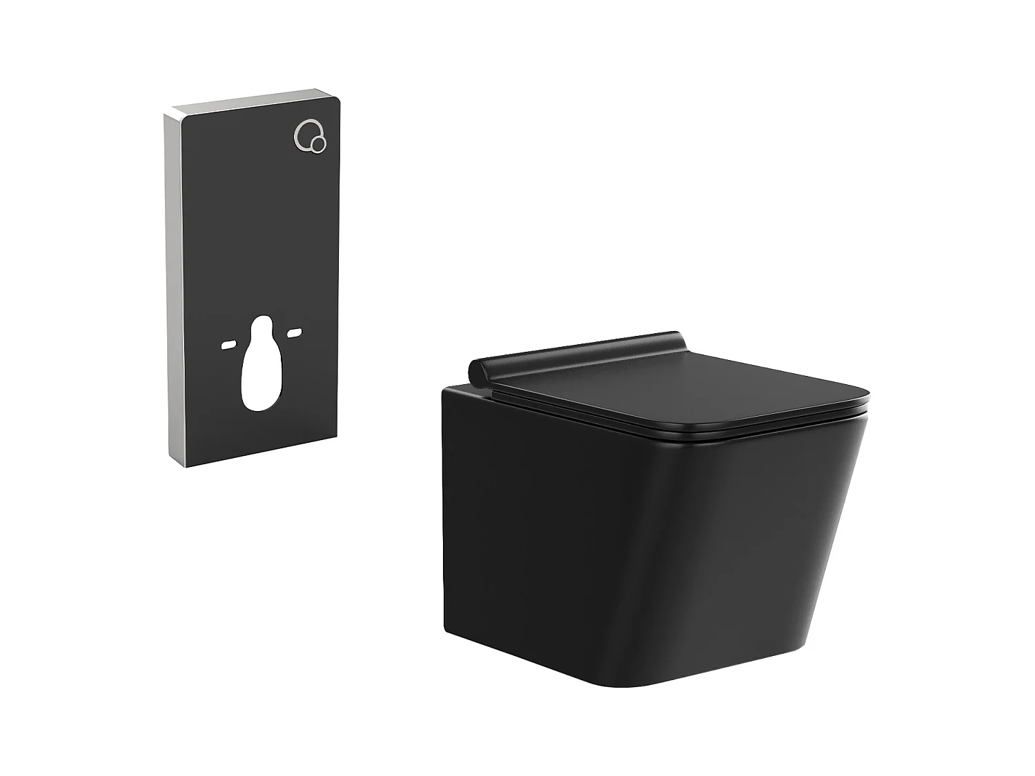 Zestaw toaleta podwieszana czarna matowa z dekoracyjnym stelażem - CLEMONA